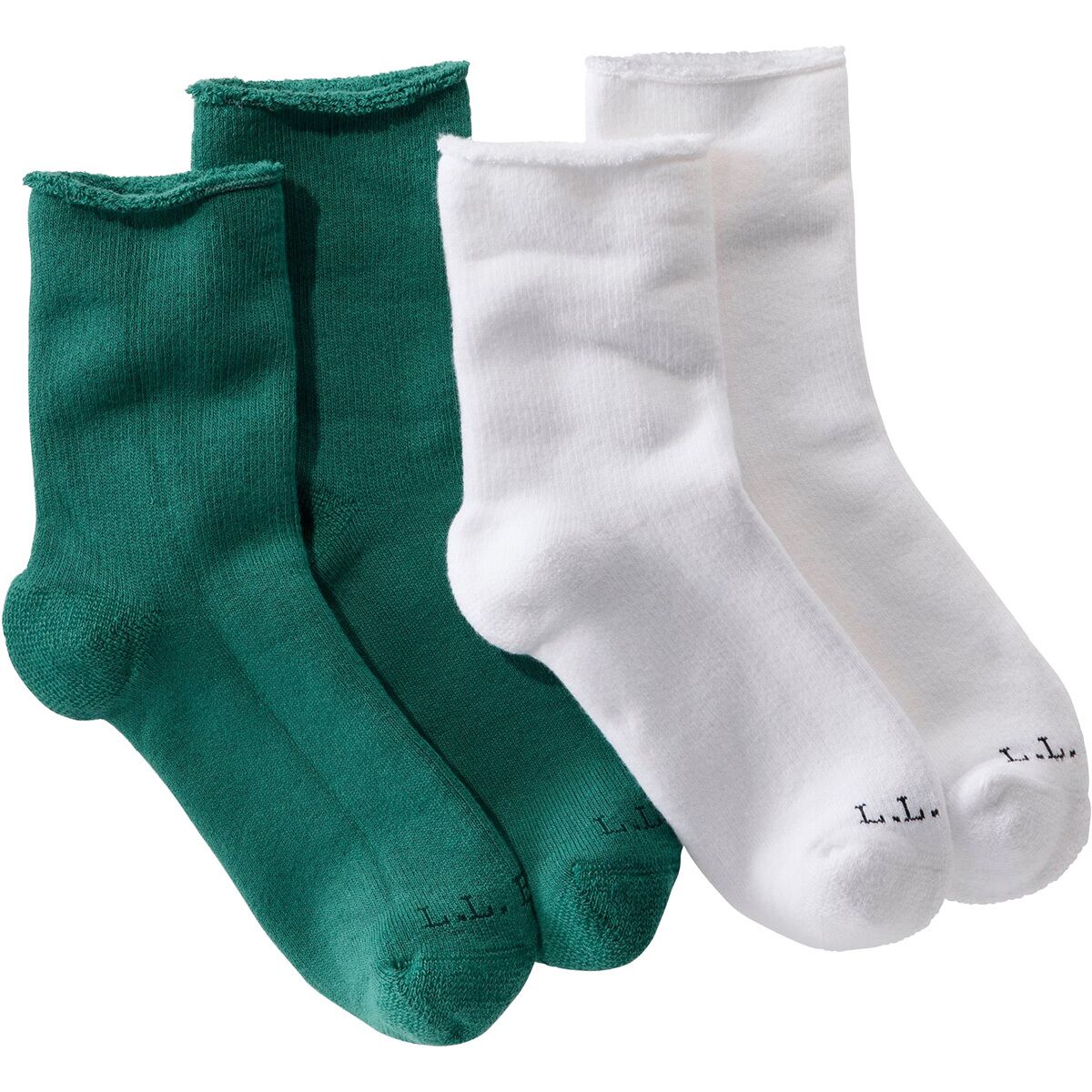 L.L.Bean Cozy Rangeley Micro Crew Sock - 2-Pack in Silver Pine / White - Size: Small