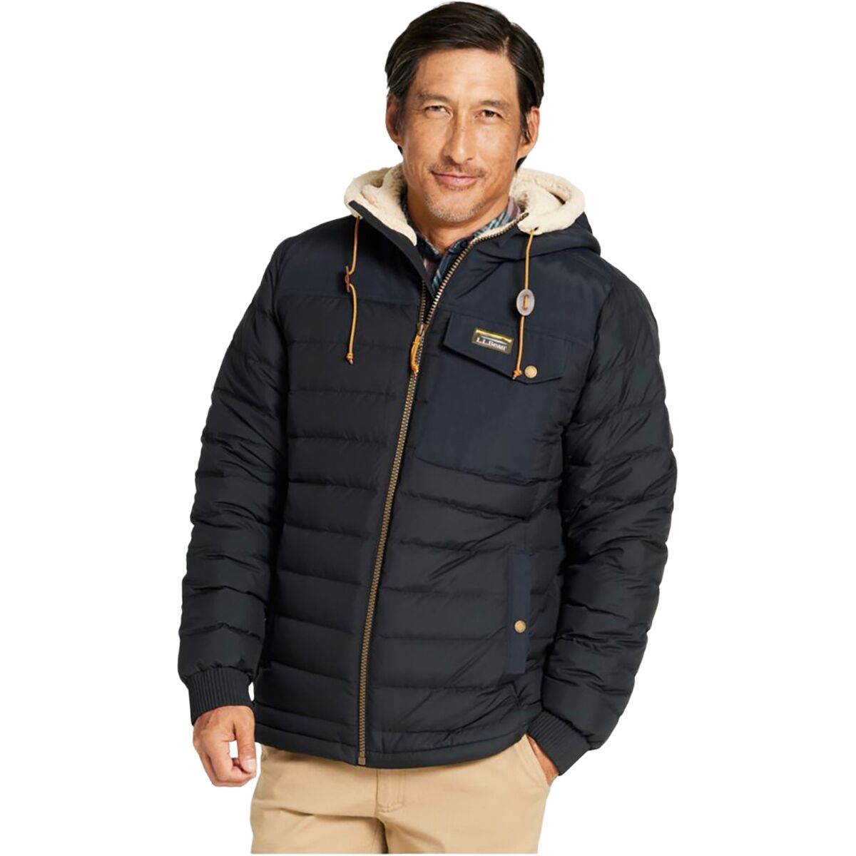 L.L.Bean L.L.Bean Men's Mountain Classic Sherpa-Lined Hooded Down Jacket in Black - Size: Small - $187.00 at Steep and Cheap