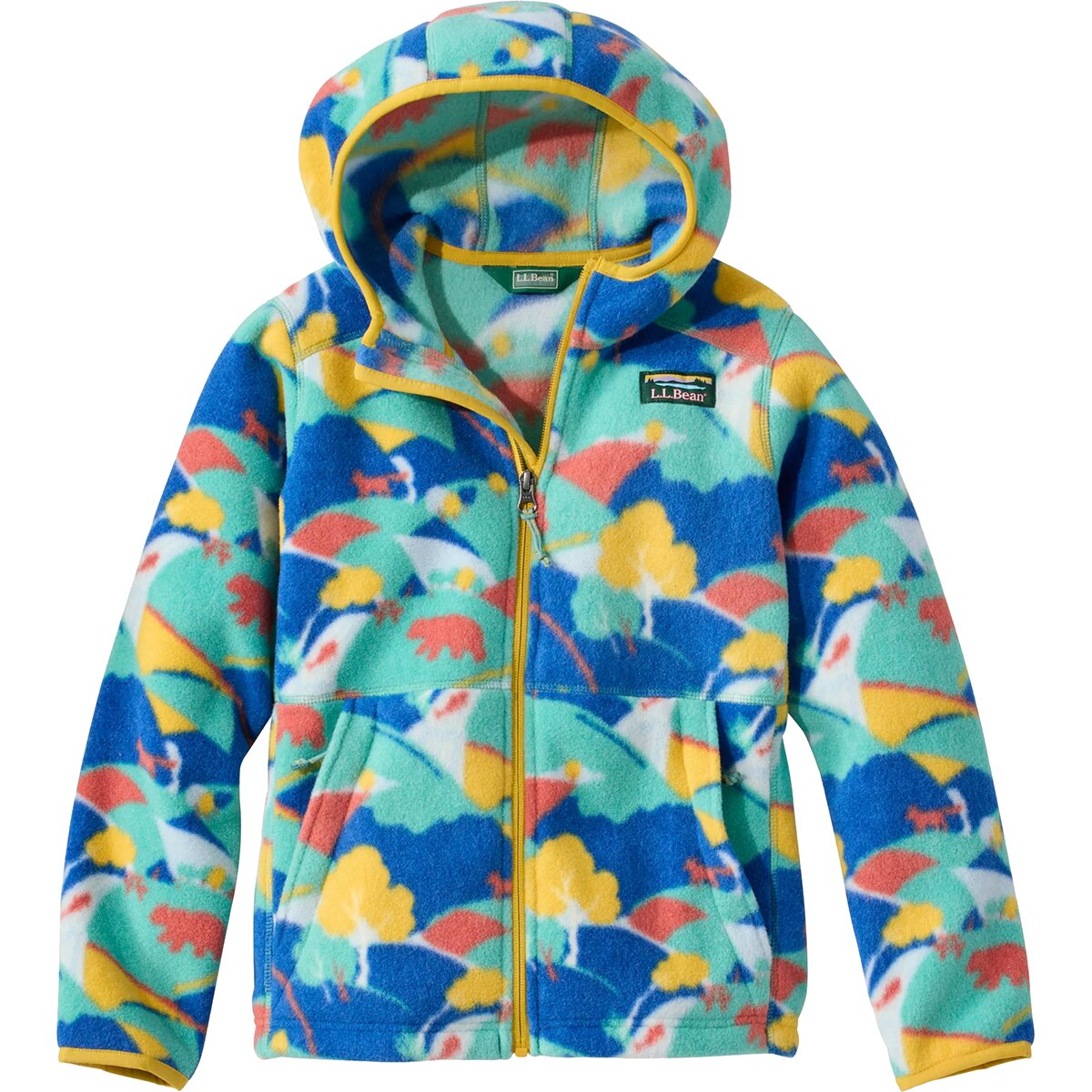 L.L.Bean Mountain Classic Hooded Fleece Jacket - Kids' in Silver Pine Hills - Size: L/14-16