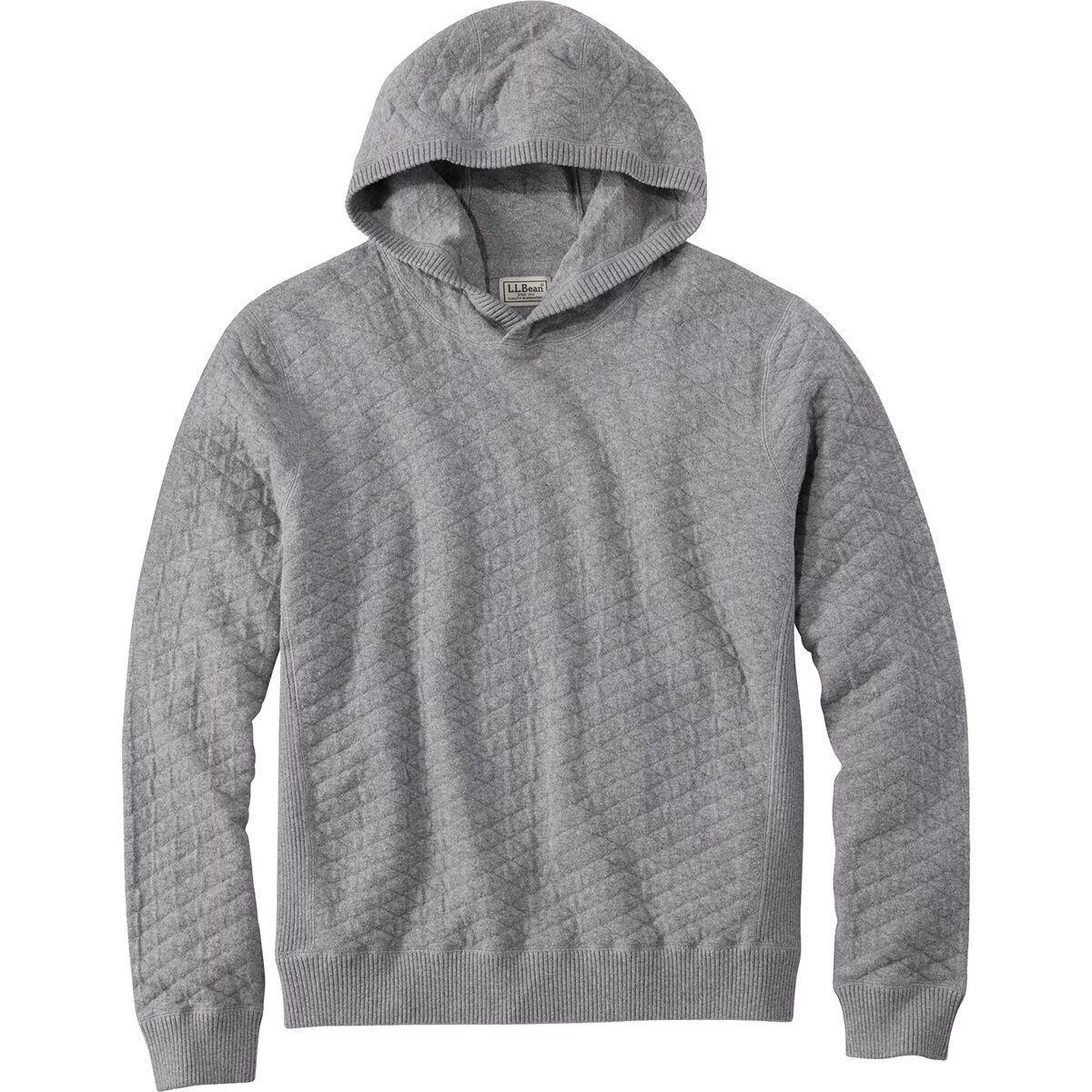 L.L.Bean Men's Quilted Sweater Hoodie in Gray Heather - Size: XXL