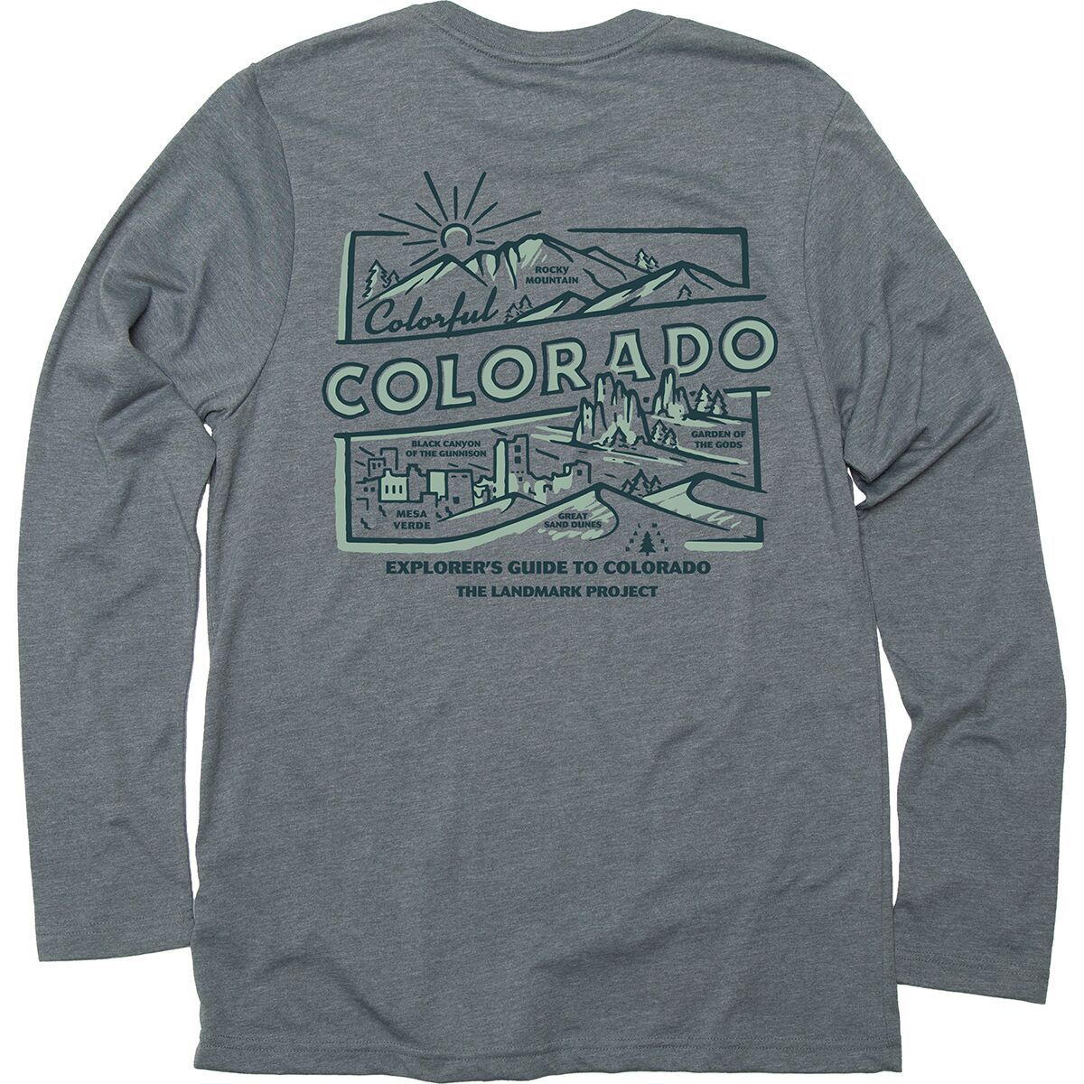 Landmark Project Explore Colorado Long-Sleeve Pocket T-Shirt in Manatee - Size: Large