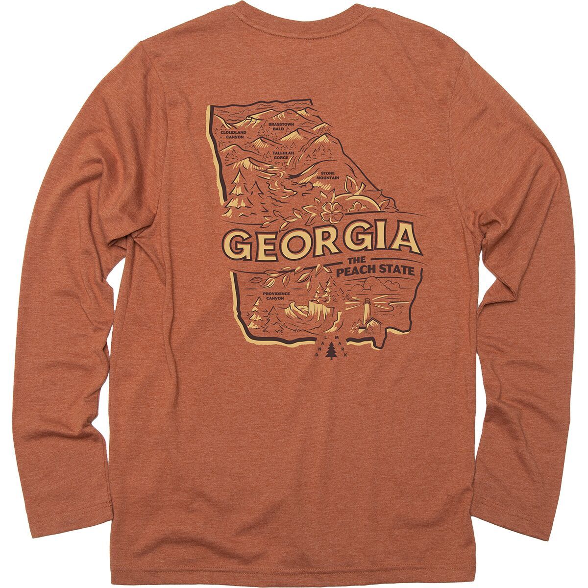Landmark Project Explore Georgia Long-Sleeve Pocket T-Shirt in Clay - Size: XS