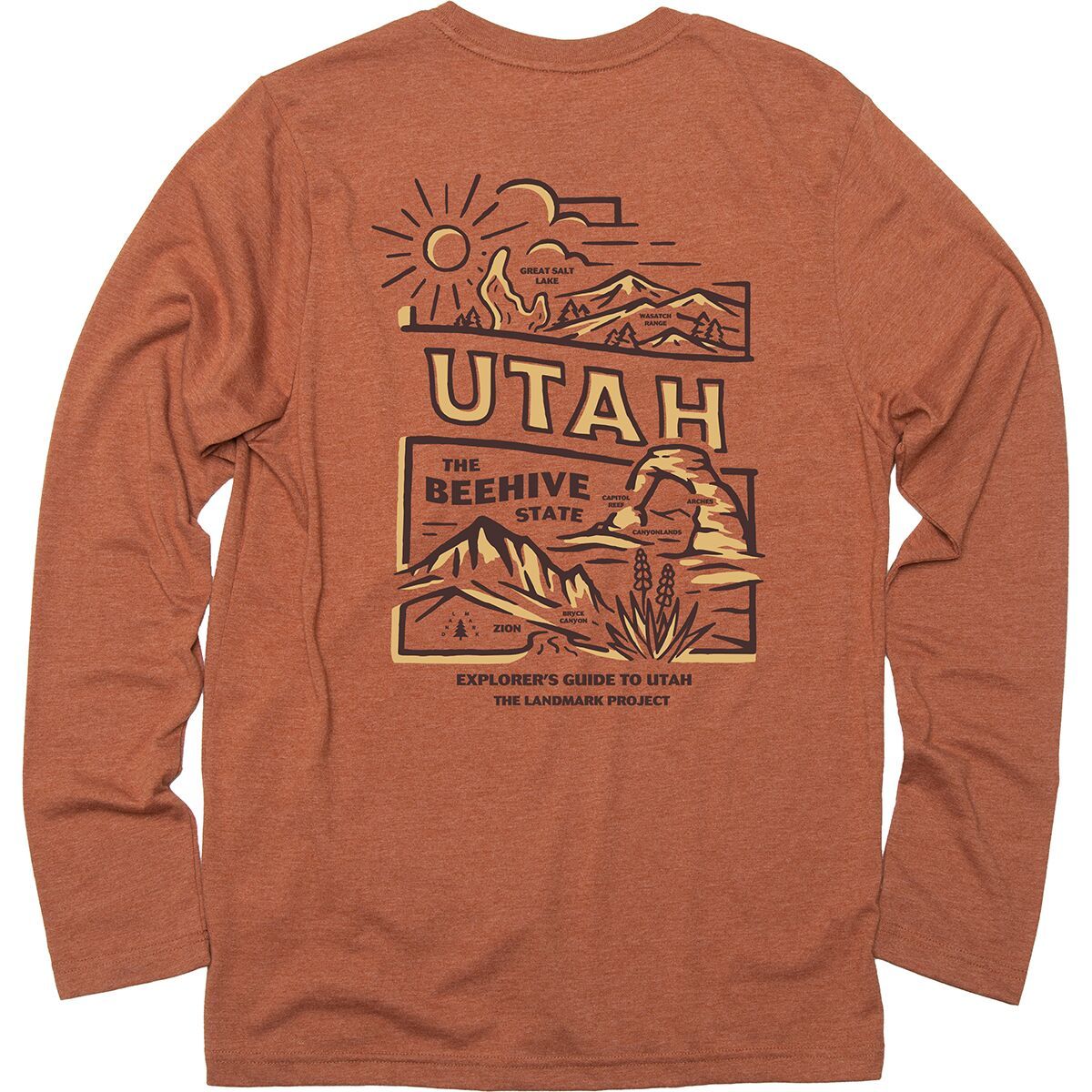 Landmark Project Explore Utah Long-Sleeve Pocket T-Shirt in Clay - Size: XL