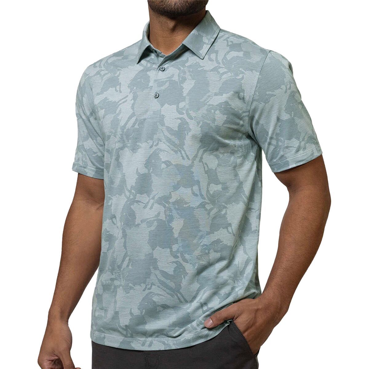 Linksoul Men's Astoria Print Polo in Evergreen Signs - Size: Small
