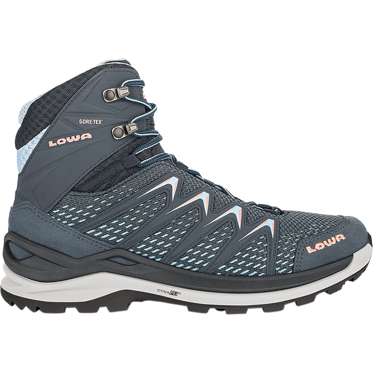 Lowa Women's Innox GTX Mid Hiking Boot in Steel Blue / Salmon - Size: