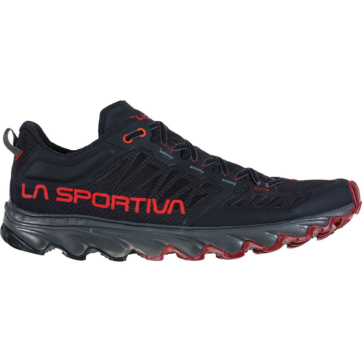 La Sportiva Men's Helios III Trail Running Shoe in Black / Poppy - Size: