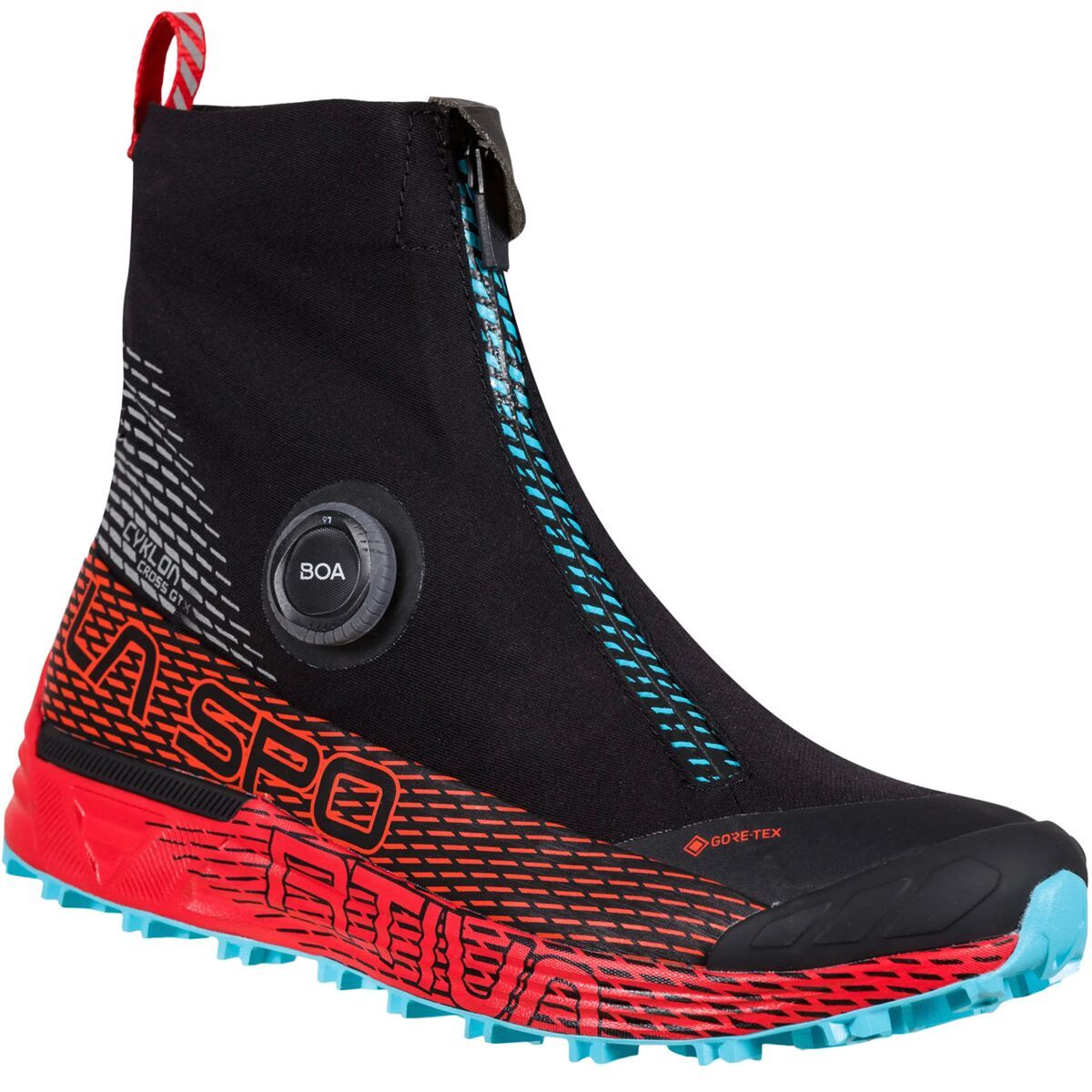 La Sportiva Women's Cyklon Cross GTX Trail Running Shoe in Black / Hibiscus - Size: 40