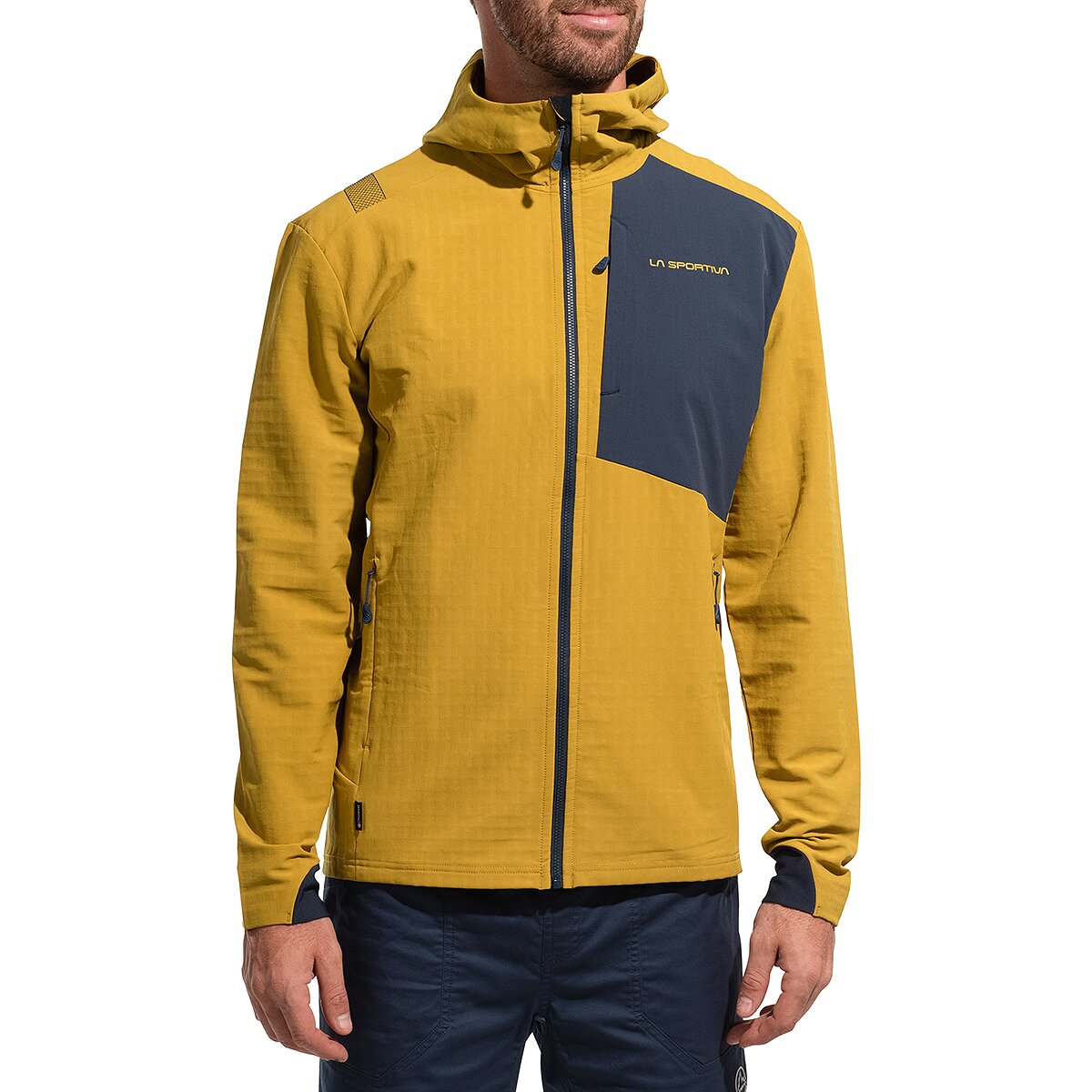 La Sportiva Men's Descender Storm Jacket in Savana / Night Sky - Size: Small