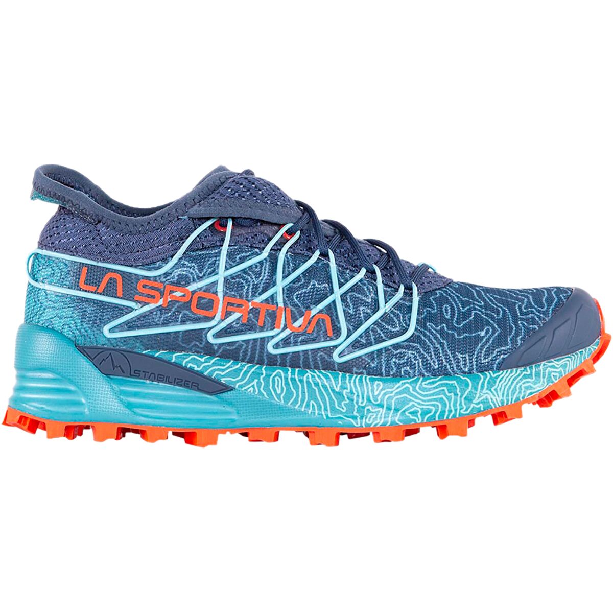 La Sportiva Women's Mutant Trail Running Shoe in Storm Blue / Cherry Tomato - Size: