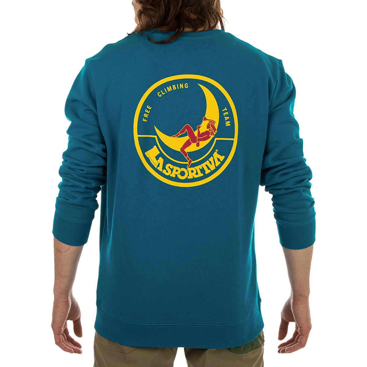 La Sportiva La Sportiva Men's Climbing On The Moon Sweatshirt in Turchese / Giallo - Size: Small - $32.45 at Steep and Cheap
