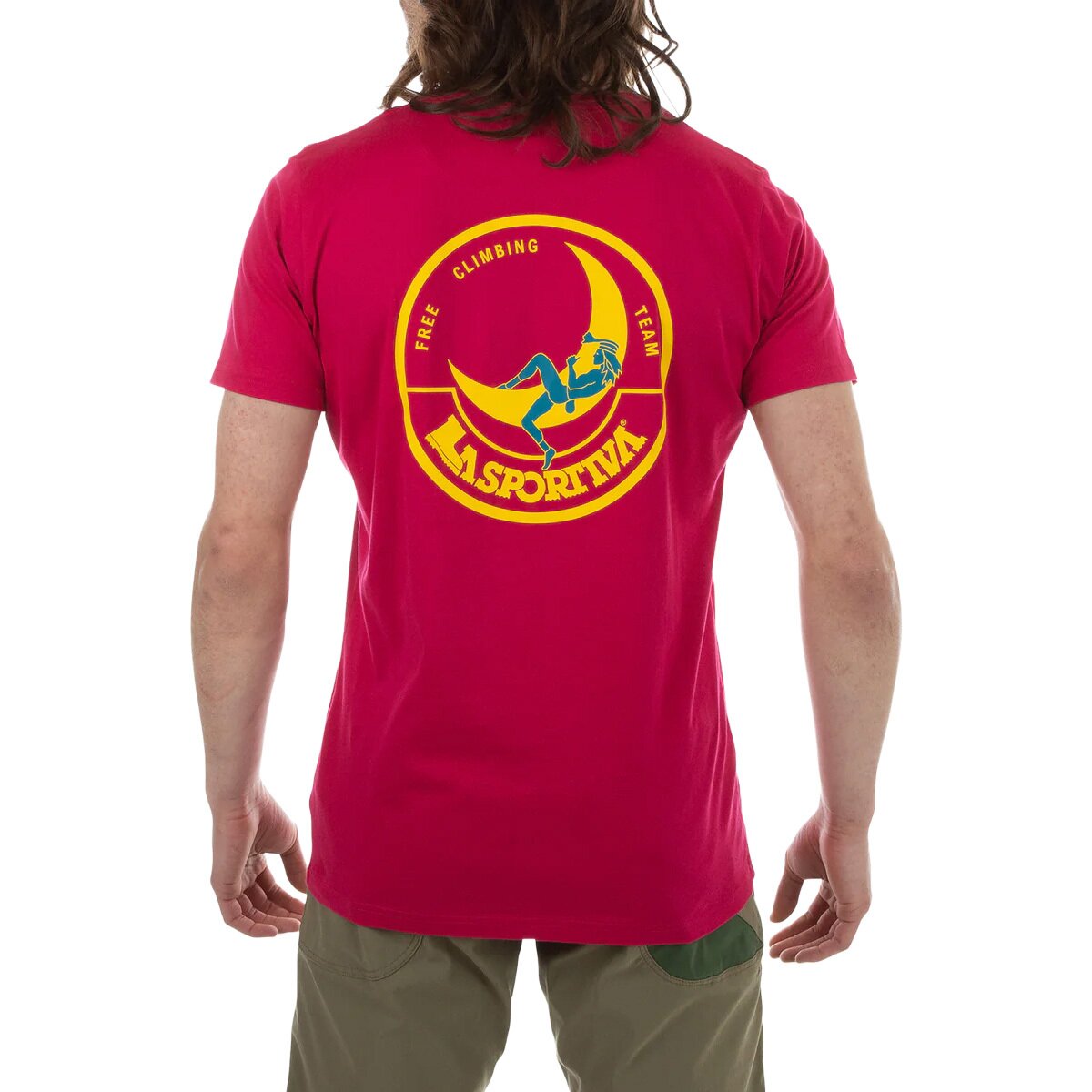 La Sportiva La Sportiva Men's Climbing On The Moon T-Shirt in Fucsia / Giallo - Size: XS - $21.00 at SteepandCheap.com