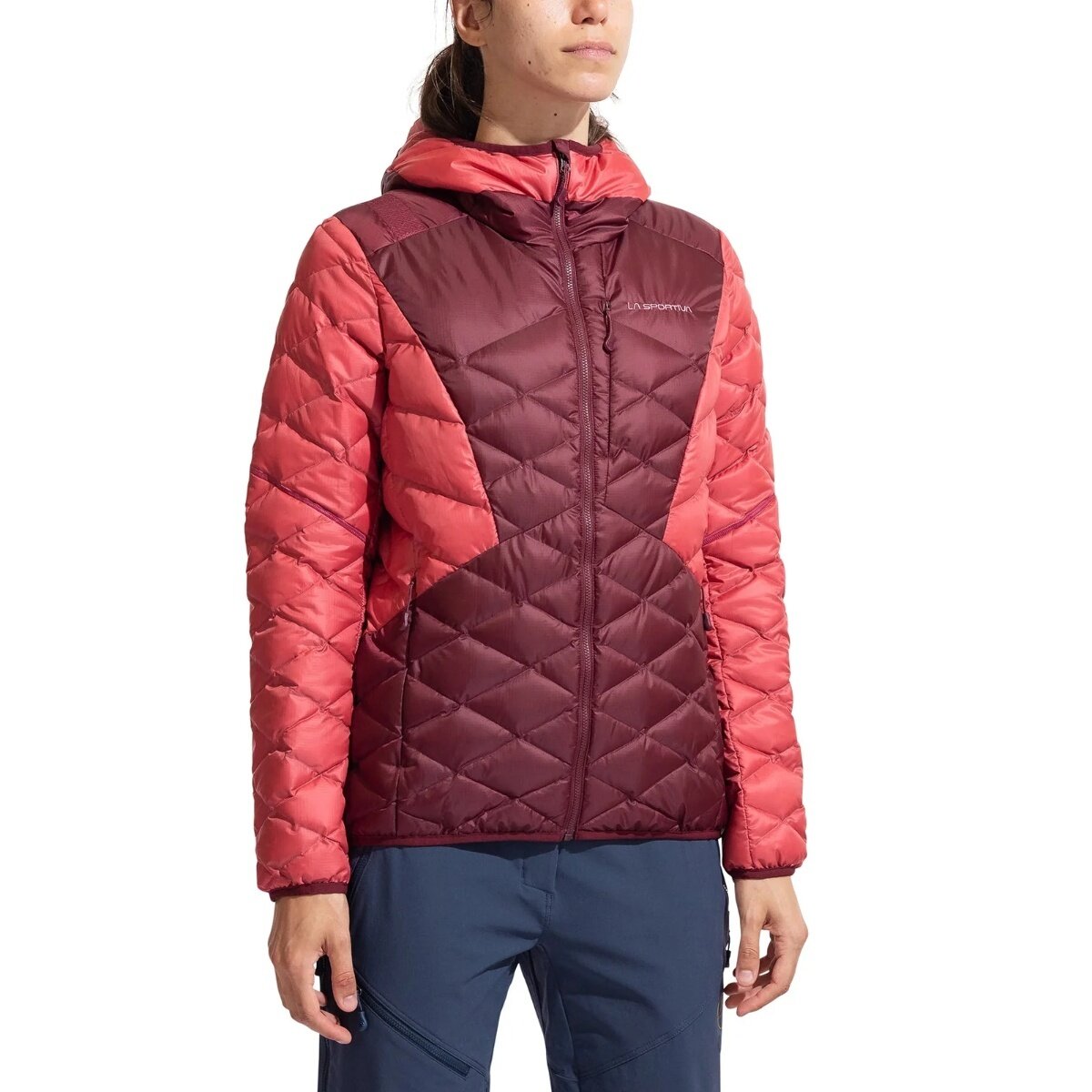 La Sportiva Women's Pinnacle Down Jacket in Redwood / Rosebay - Size: XS