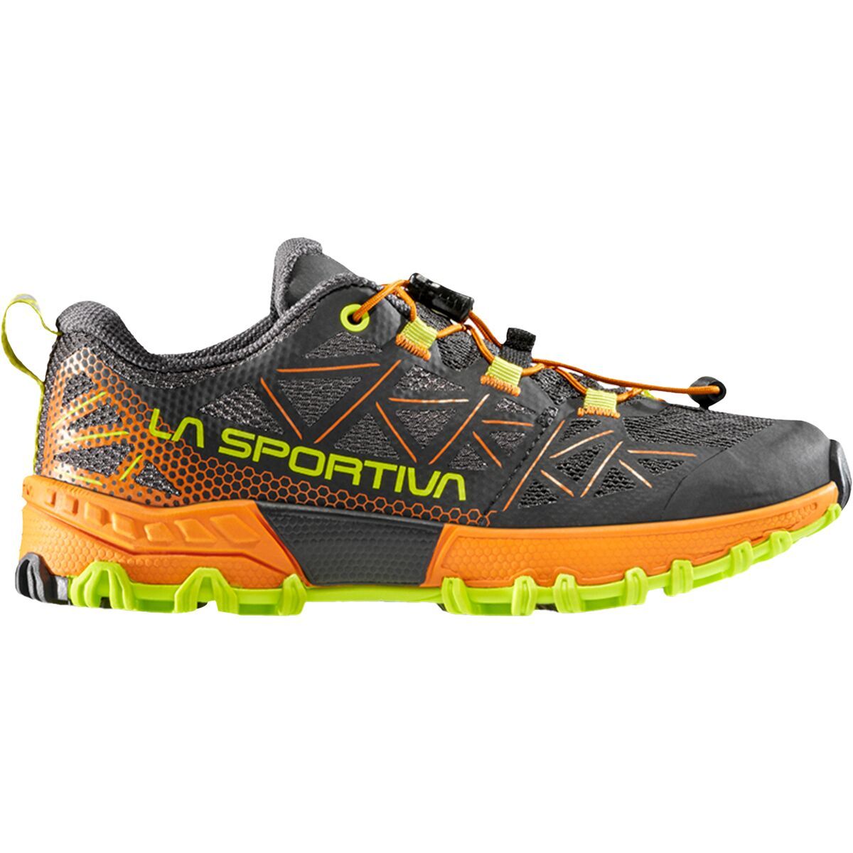 La Sportiva Bushido II Trail Running Shoe - Kids' in Carbon / Hawaiian Sun - Size: