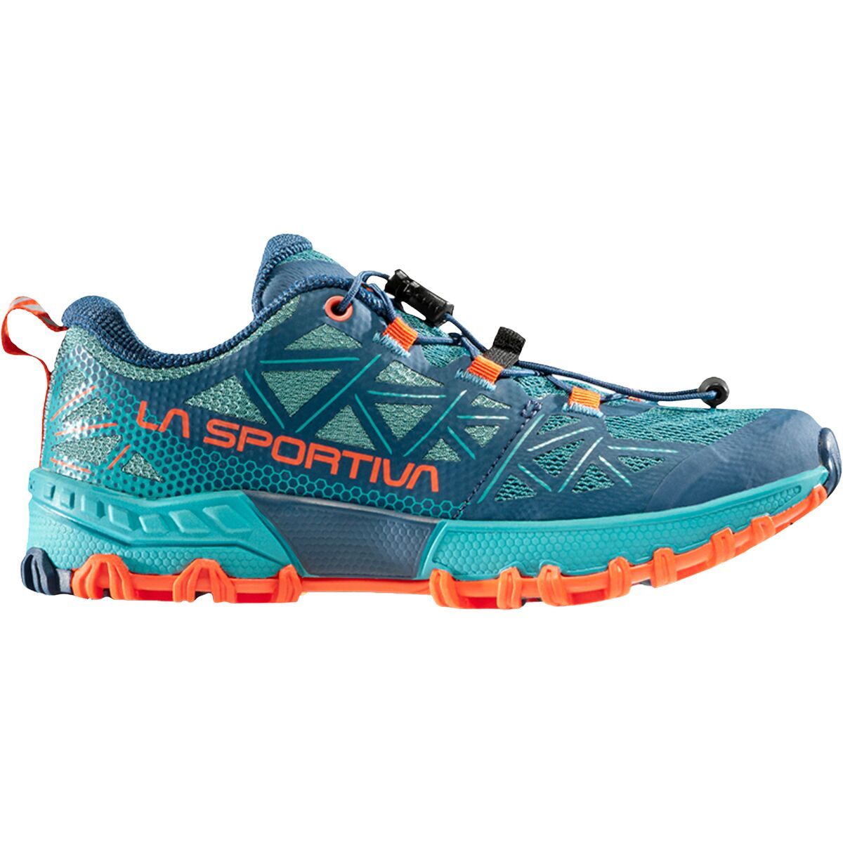 La Sportiva Bushido II Trail Running Shoe - Kids' in Carbon / Hawaiian Sun - Size: