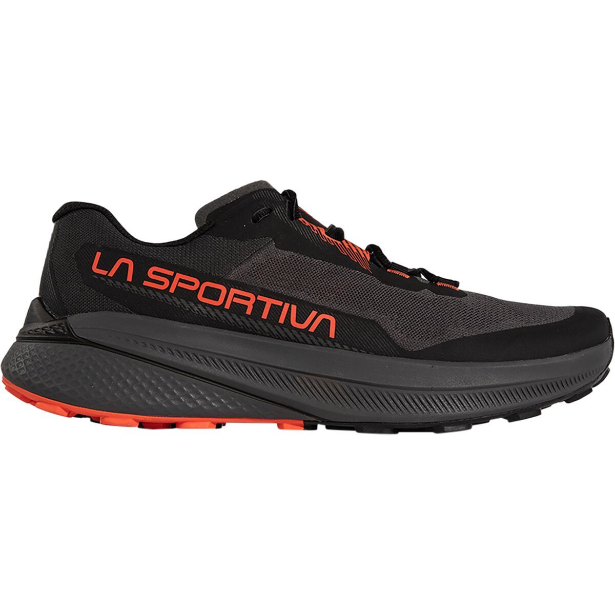 La Sportiva Men's Prodigio Trail Running Shoe in Carbon / Cherry Tomato - Size: