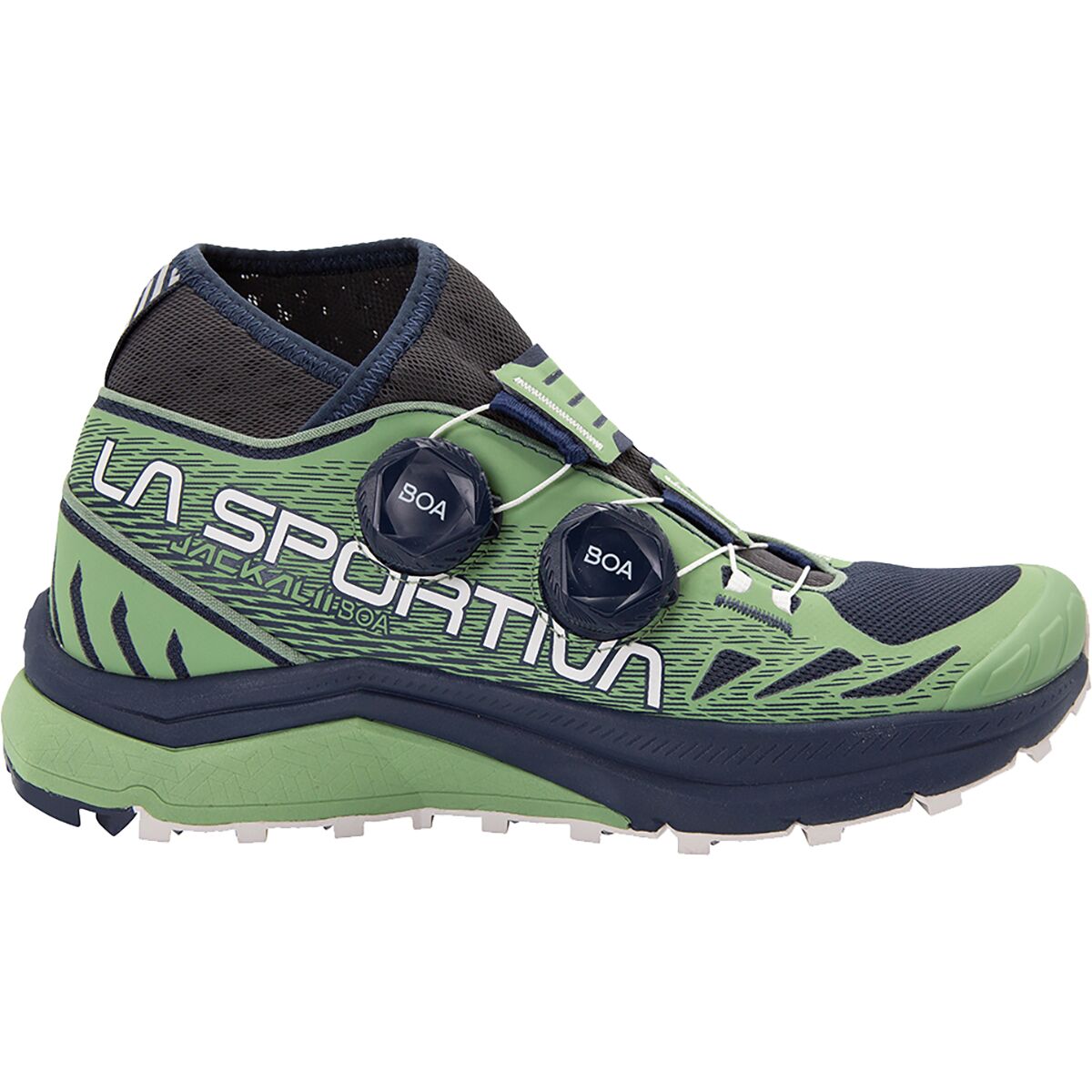 La Sportiva Women's Jackal II BOA Trail Running Shoe in Night Sky / Aspen Green - Size: