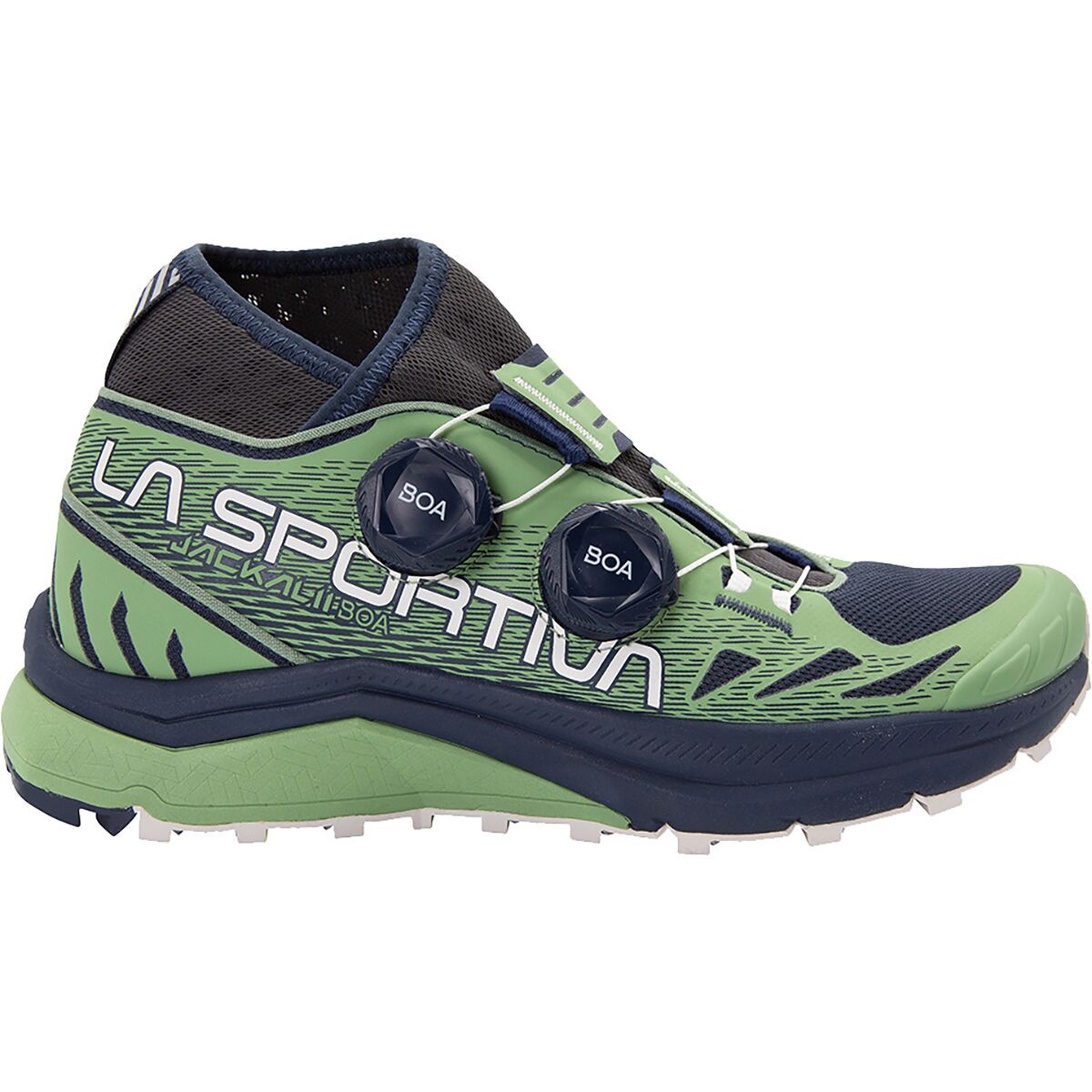 La Sportiva Women's Jackal II BOA Trail Running Shoe in Night Sky / Aspen Green - Size: