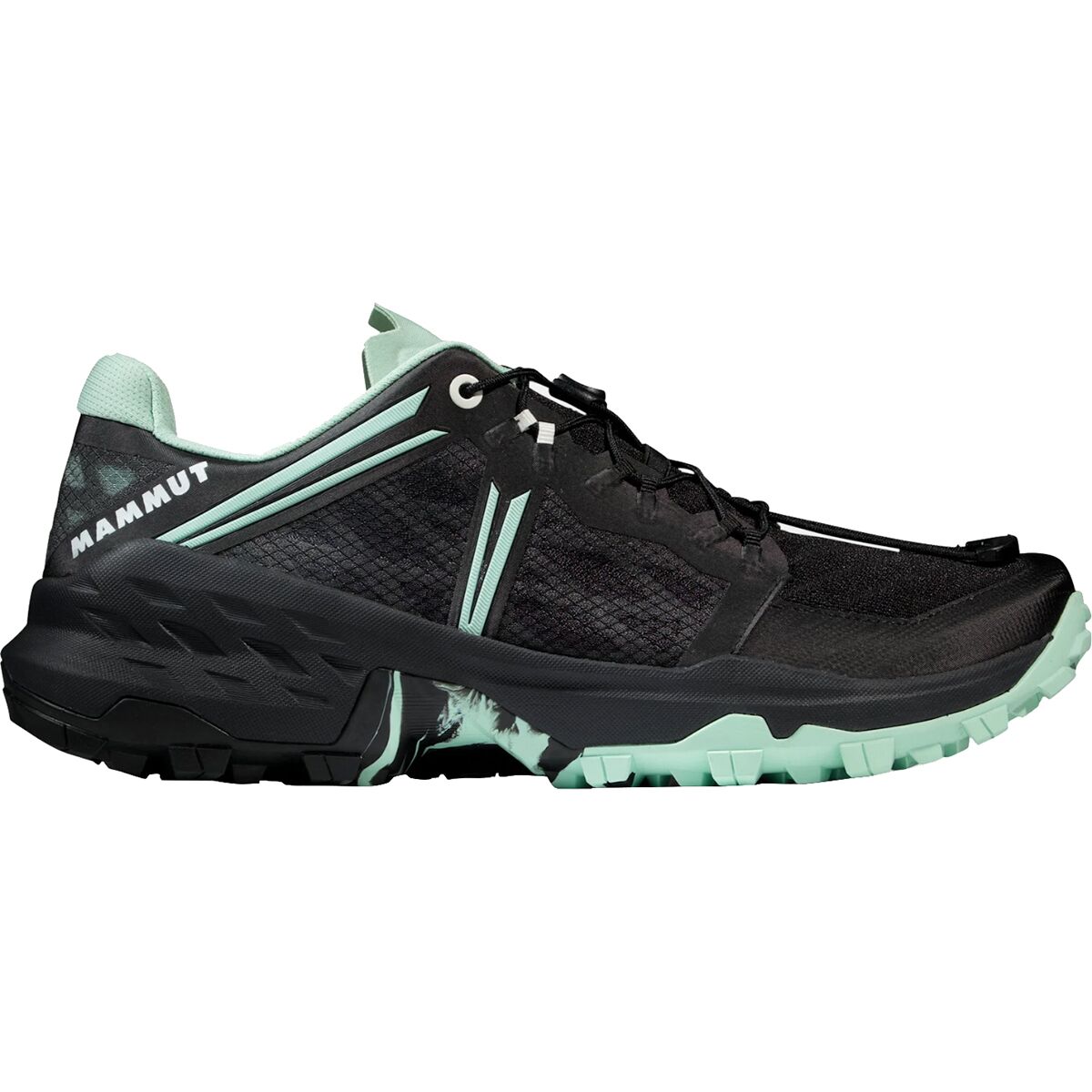 Mammut Men's Sertig Trail Running Shoe in Black / Neo Mint - Size: US 10.5/UK
