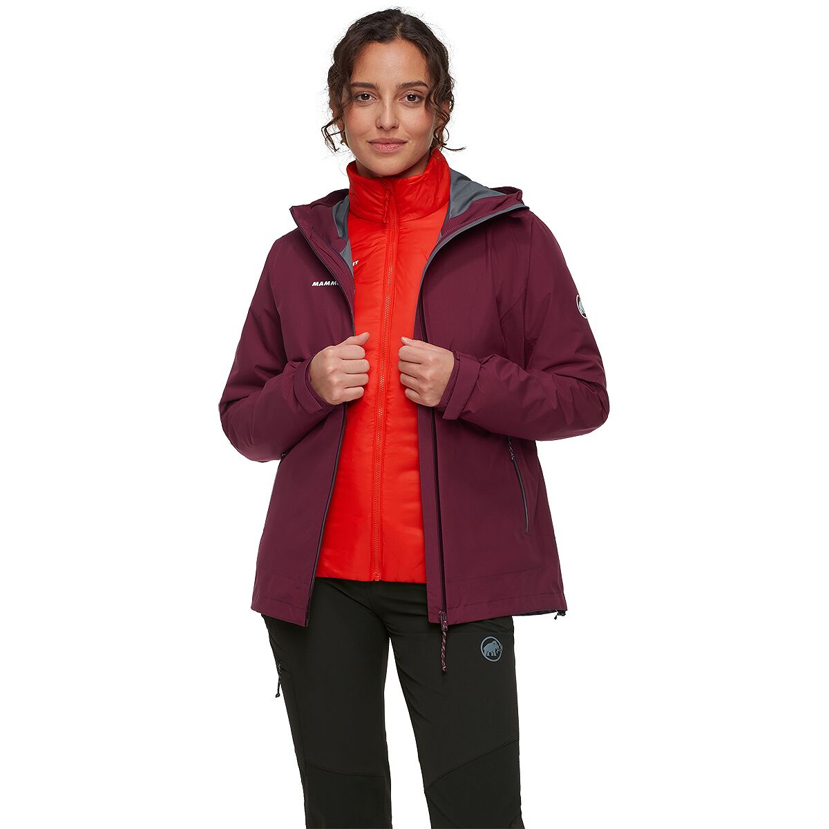 Mammut Women's Alto Light 3-in-1 HS Hooded Jacket in Vin / Mammut Red - Size: Large
