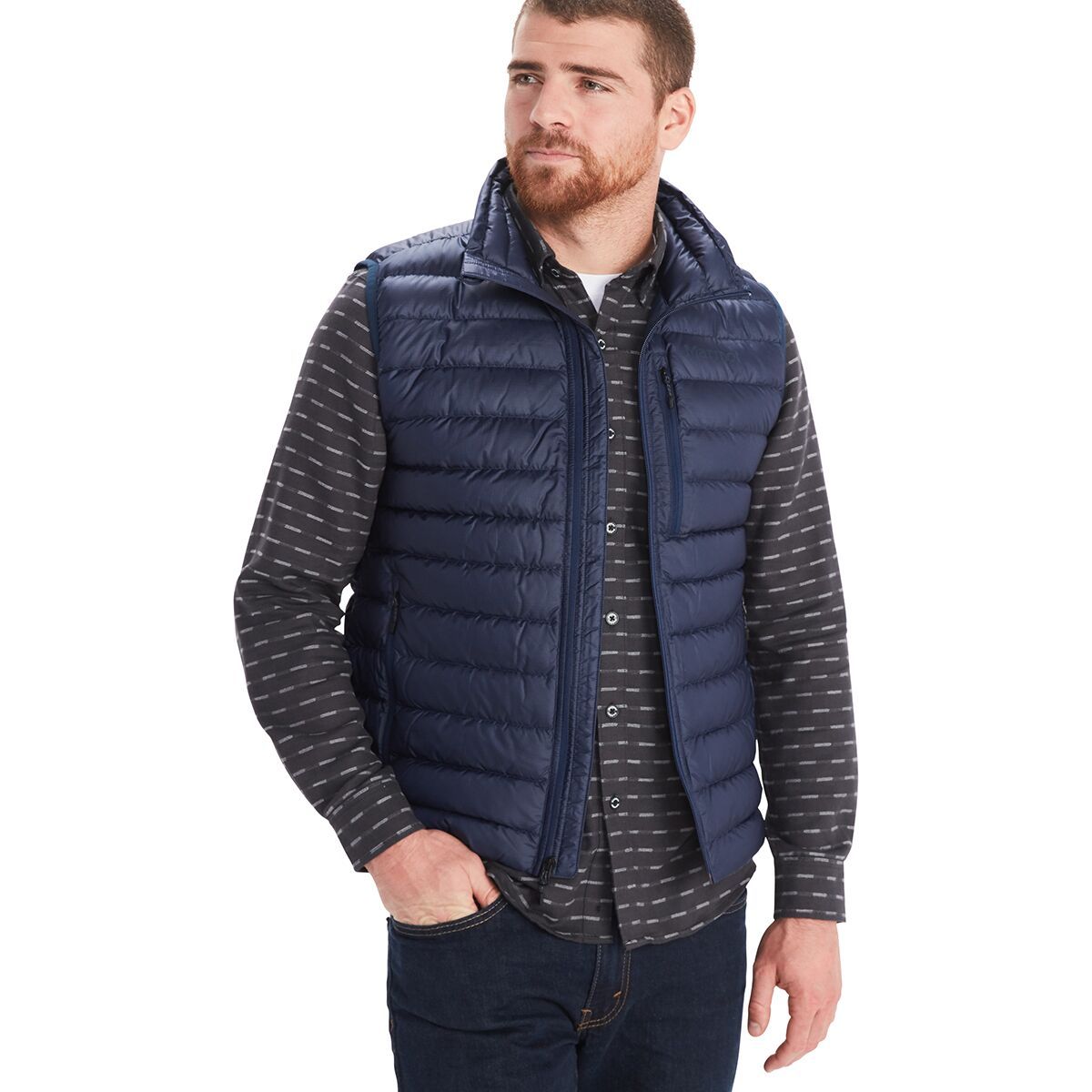 Marmot Men's Highlander Down Vest in Tangelo / Vetiver - Size: Small