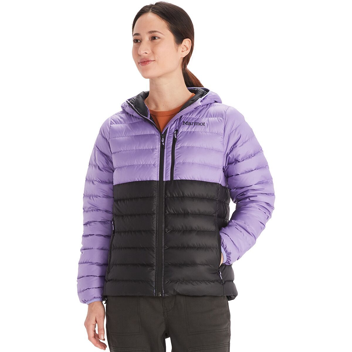 Marmot Women's Highlander Hooded Down Jacket in Paisley Purple / Black - Size: XS