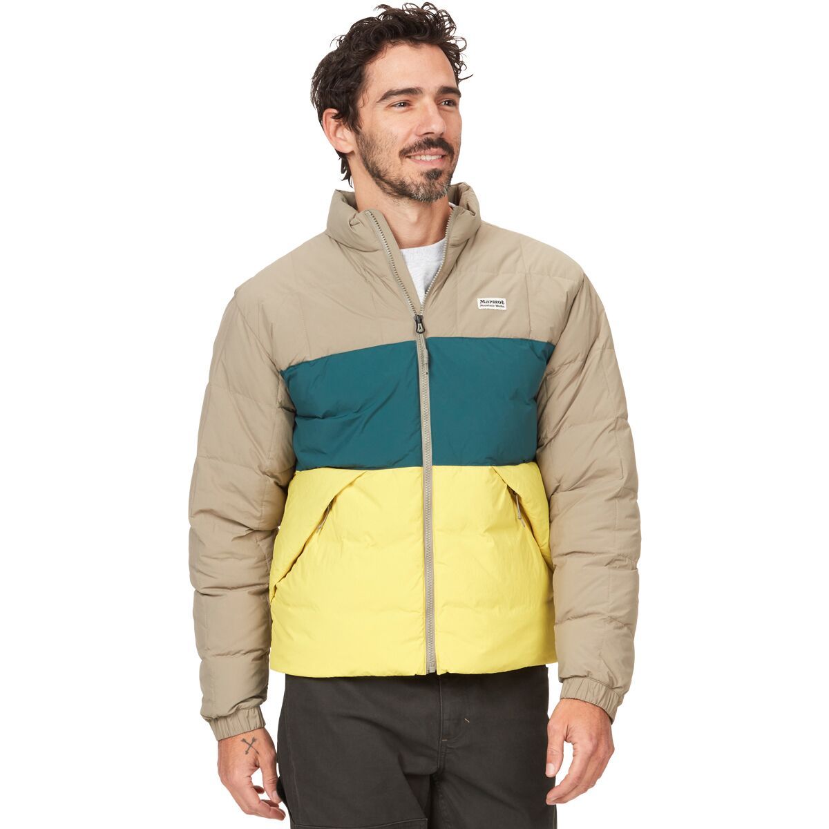 Marmot Men's Ares Down Jacket in Vetiver / Dark Jungle / Limelight - Size: XXL