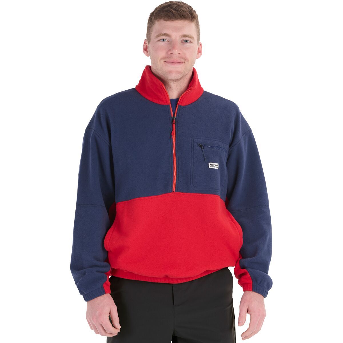 Marmot Men's Retro Rocklin 1/2-Zip Pullover in Arctic Navy / Team Red - Size: Large