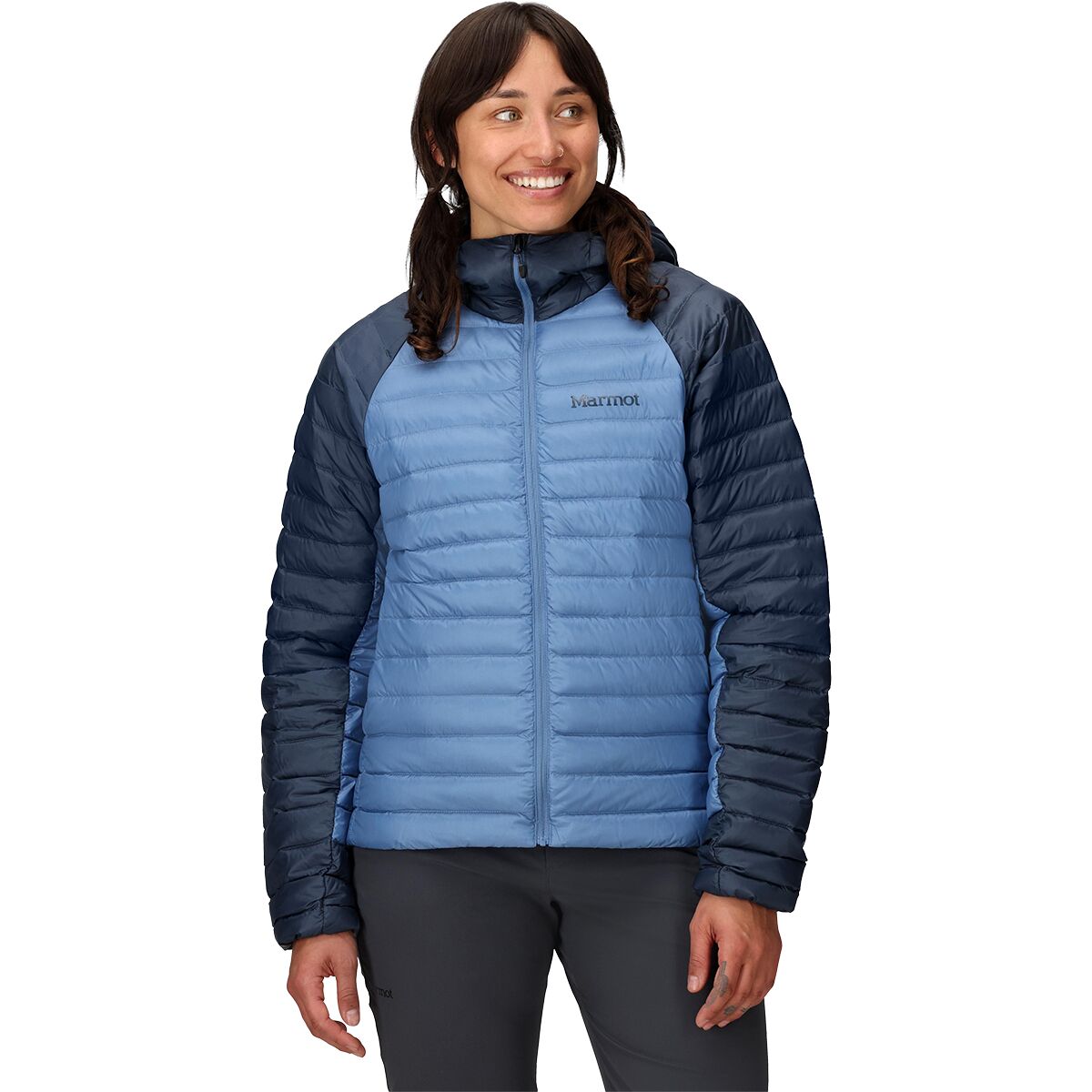 Marmot Women's Hype Down Hoodie in Thunderhead / Rain Cloud - Size: Small