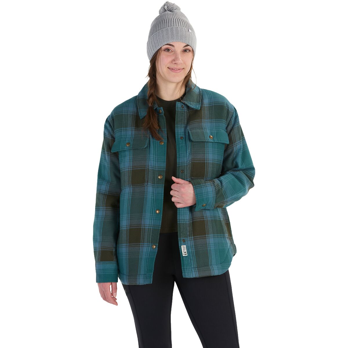 Marmot Women's Ridgefield Sherpa Flannel Jacket in Dark Jungle - Size: Large