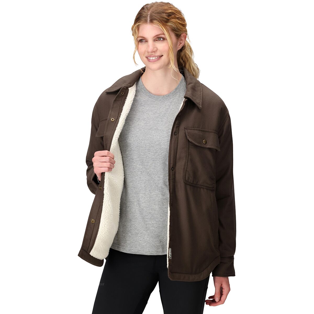 Marmot Women's Ridgefield Sherpa Flannel Jacket in Hickory Nut - Size: Medium