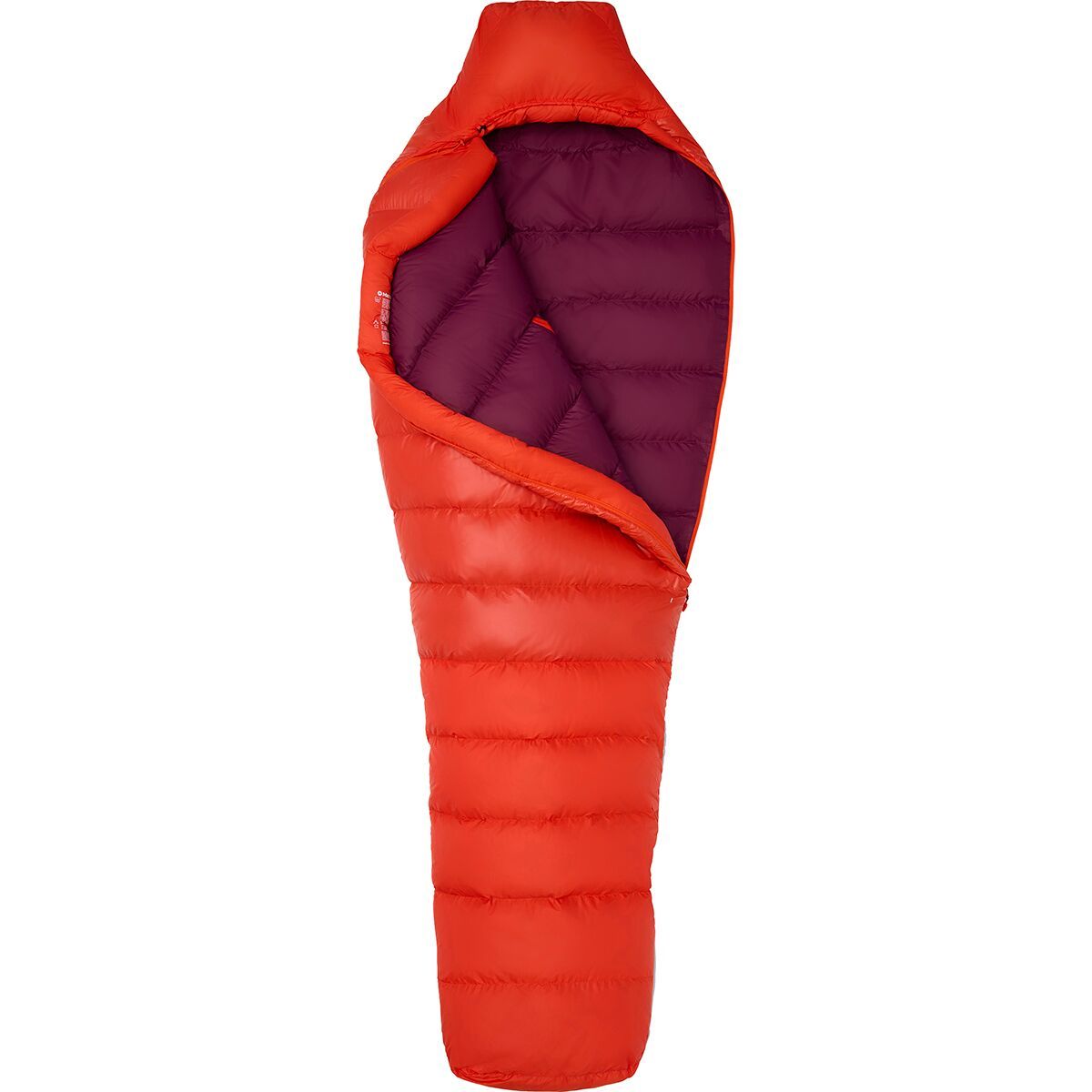 Marmot Mad River 40 Sleeping Bag: 40 Degree Down in Red Sun / Blackberry - Size: Short/Left Zip