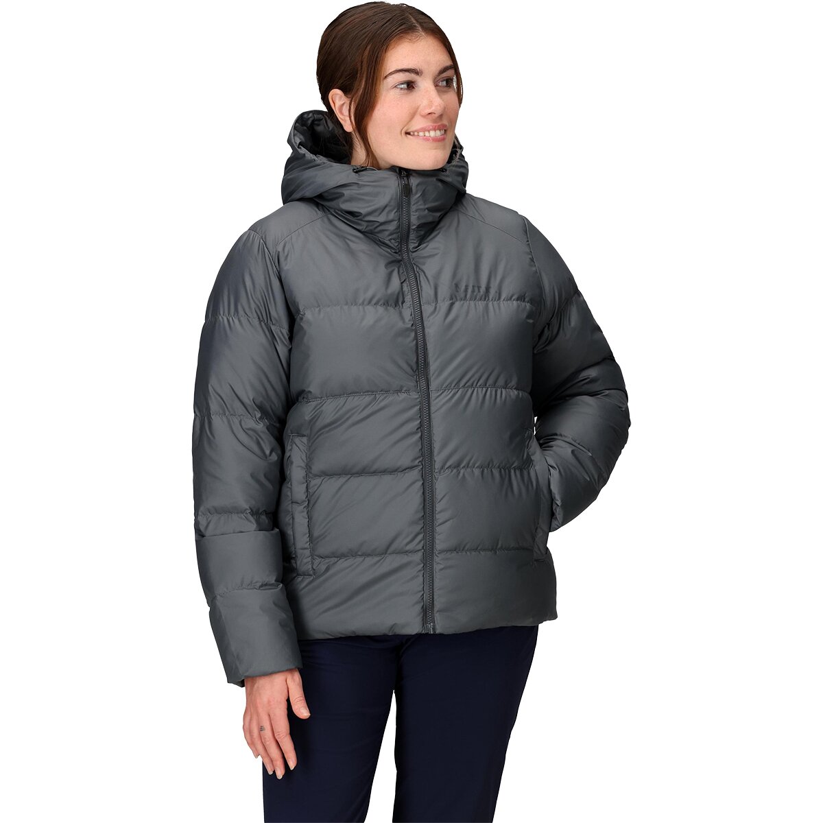 Marmot Marmot Women's Guides Down Hooded Jacket in Steel Onyx - Size: XS - $178.72 at Steep and Cheap