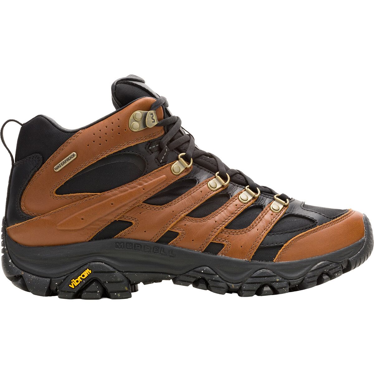Merrell Men's Moab 3 Luxe Ltr Mid WP Hiking Boot in Black / Brown - Size: