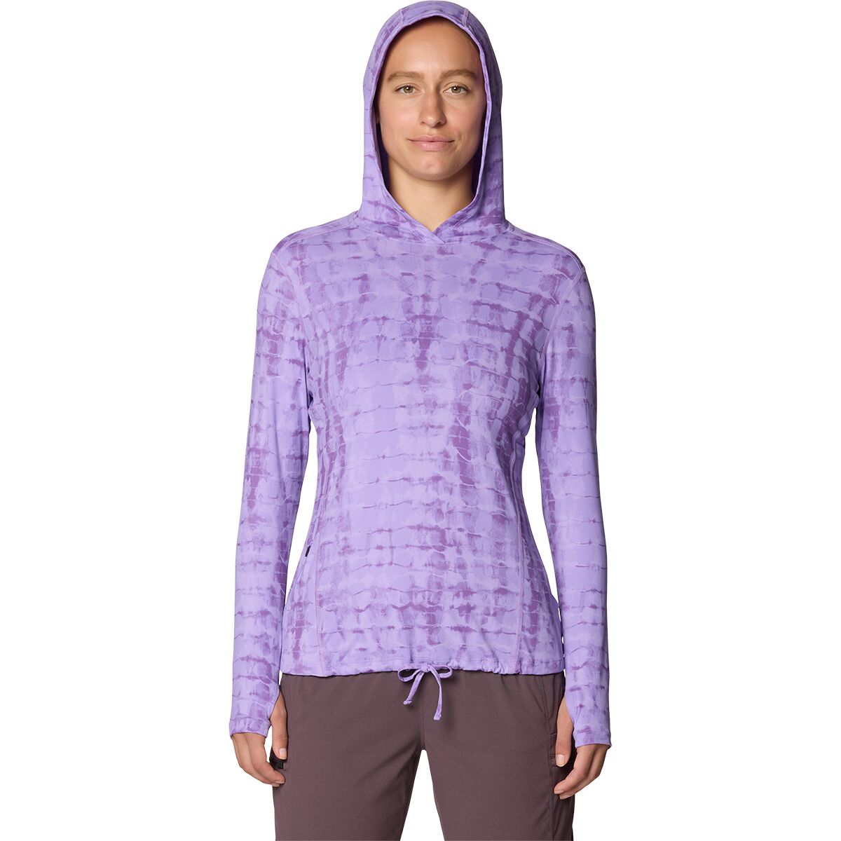 Mountain Hardwear Women's Crater Lake Long-Sleeve Hoodie in Harbor Violet Prismatic Print - Size: Small