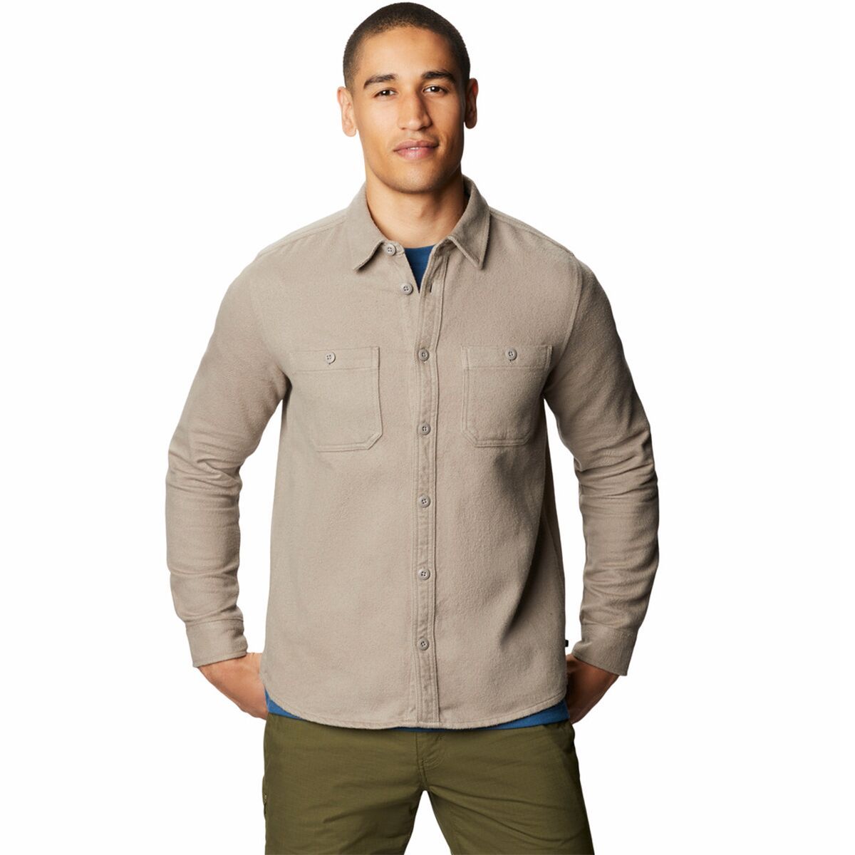 Mountain Hardwear Men's Plusher Long-Sleeve Shirt in Asiatic Blue Ombre Buffalo Check Print - Size: Medium