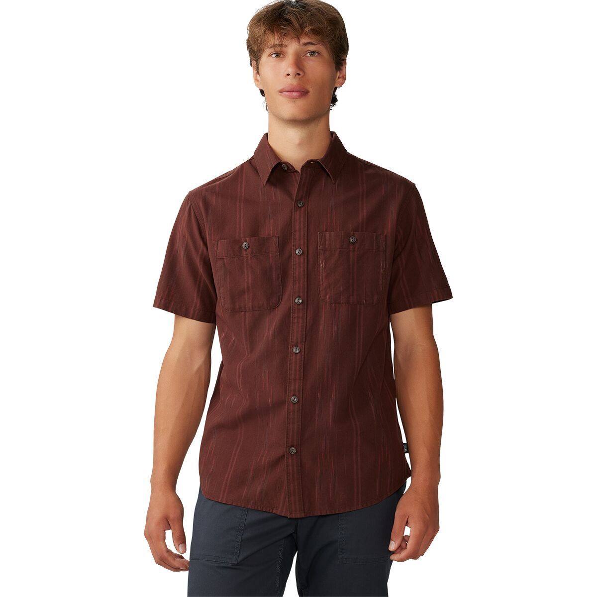 Mountain Hardwear Men's Grove Hide Out Shirt in Woodsmoke Brown Ikat - Size: XL