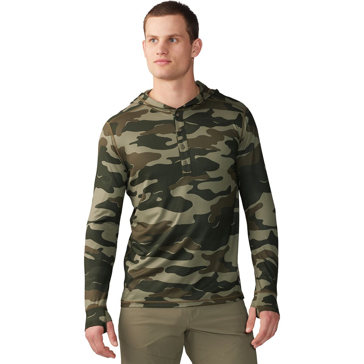 Mountain Hardwear Men's Chill Action Hoodie in Dark Pine Trees Camo Print - Size: XL