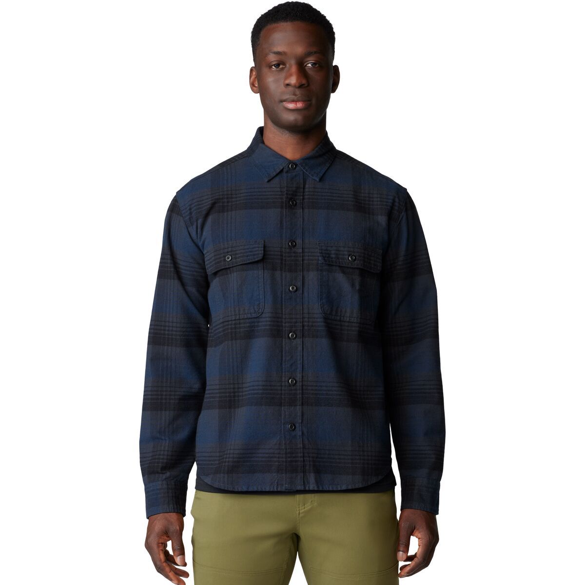 Mountain Hardwear Men's Dusk Creek Flannel Shirt in Dark Storm Glasshouse Plaid - Size: Large