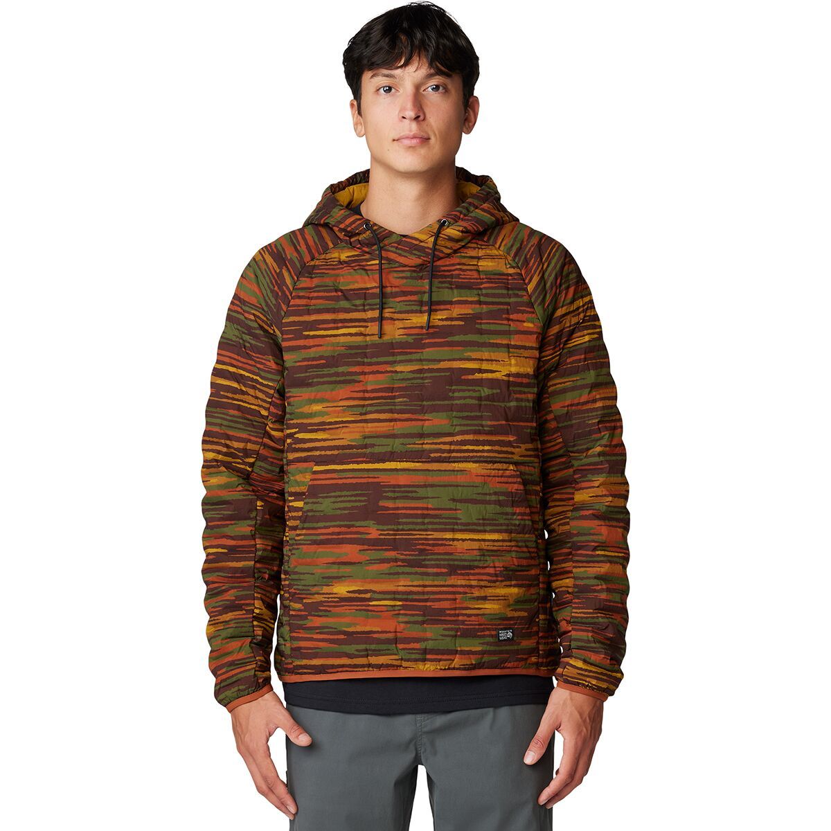 Mountain Hardwear Men's Stretchdown Light Pullover Hoodie in Iron Oxide Stria Print - Size: XL