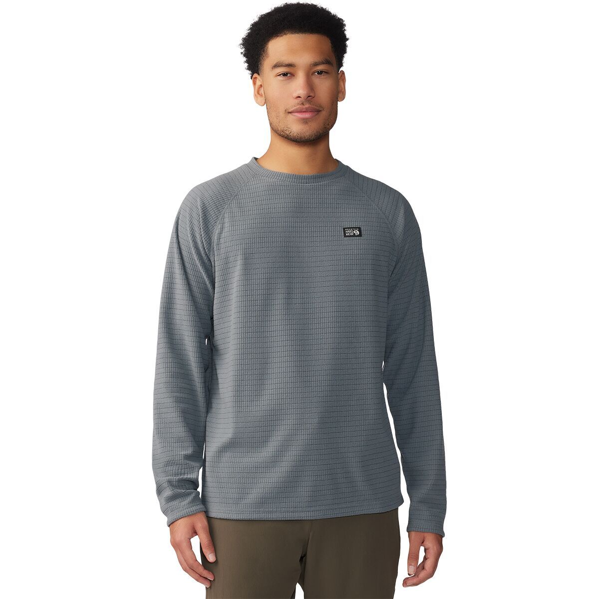 Mountain Hardwear Men's Summit Grid Long-Sleeve Crew in Combat Green - Size: Small