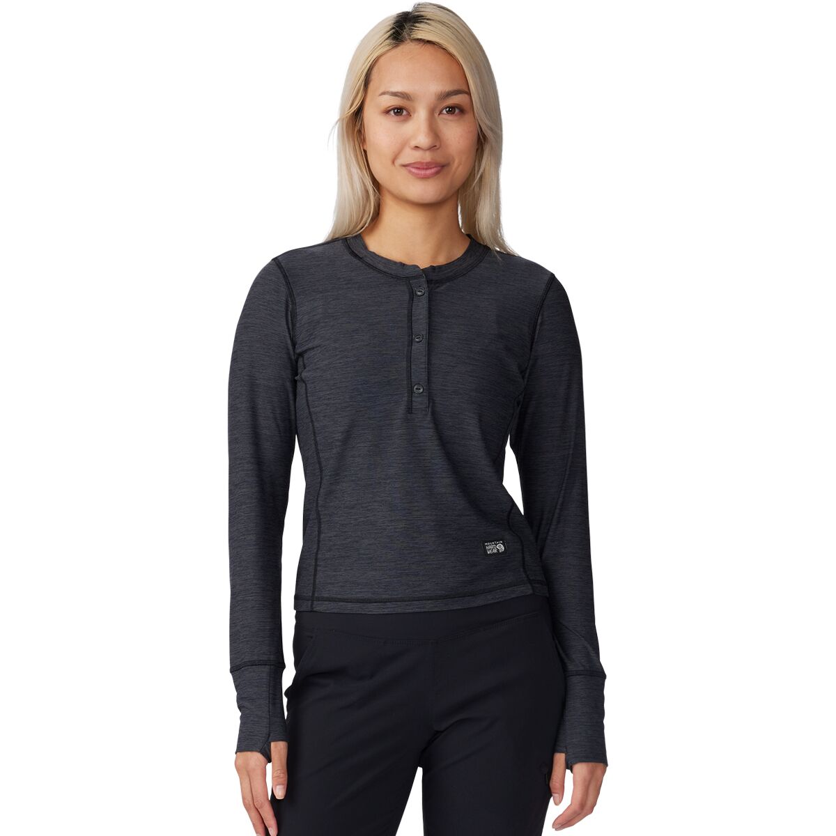 Mountain Hardwear Women's Chillaction Long-Sleeve Crew Top in Black Heather - Size: XS