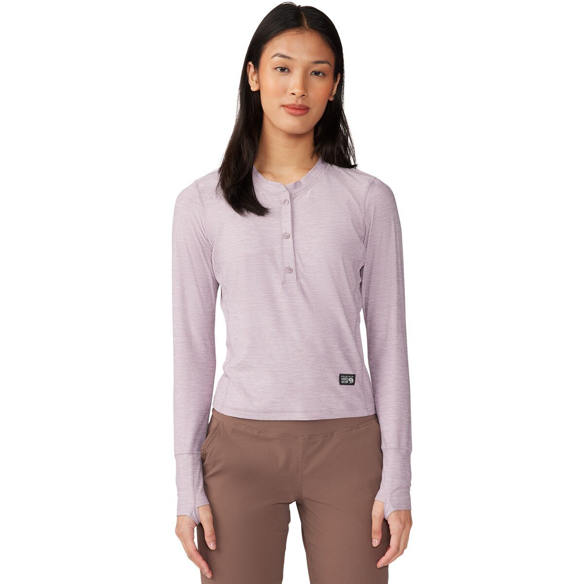 Mountain Hardwear Women's Chillaction Long-Sleeve Crew Top in Black Heather - Size: XL