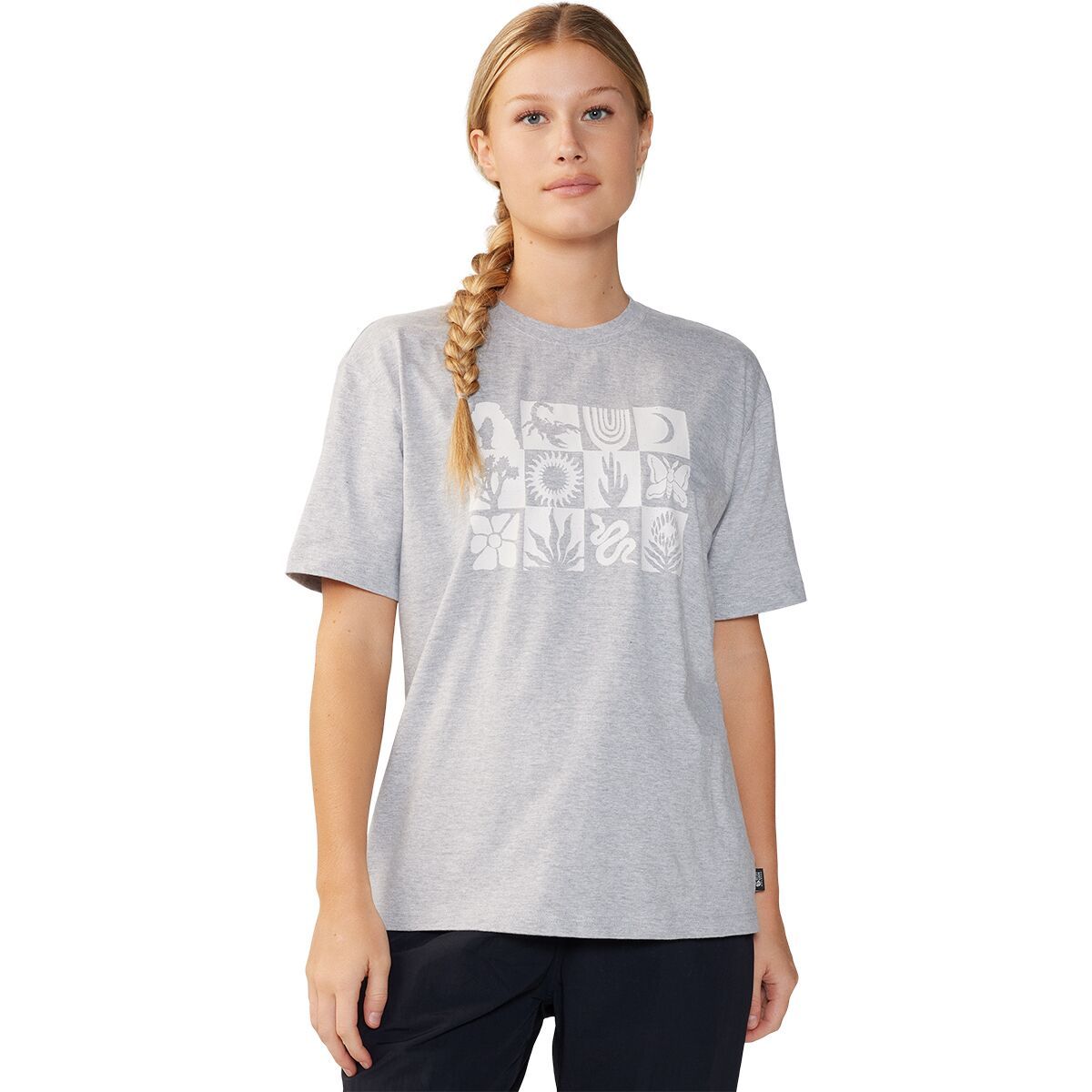 Mountain Hardwear Women's Desert Check Boxy Short-Sleeve Top in Hardwear Grey Heather - Size: Large