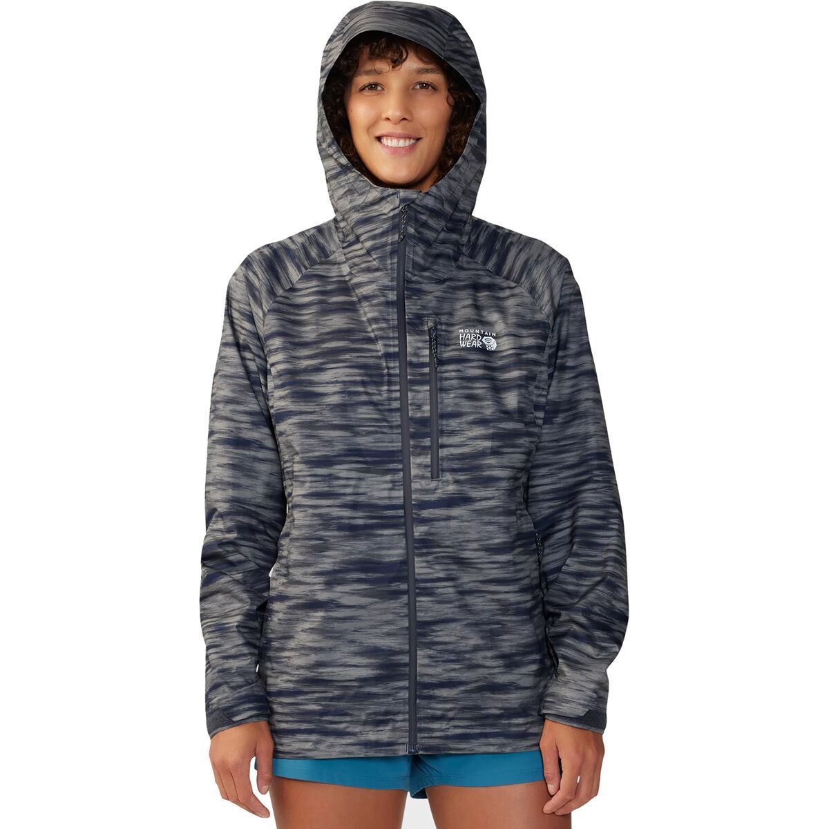 Mountain Hardwear Women's Stretch Ozonic Jacket in Dark Zinc Frequency Print - Size: XS