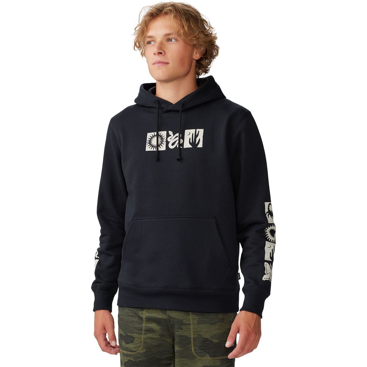 Mountain Hardwear Men's Desert Check Pullover Hoodie in Black - Size: Large