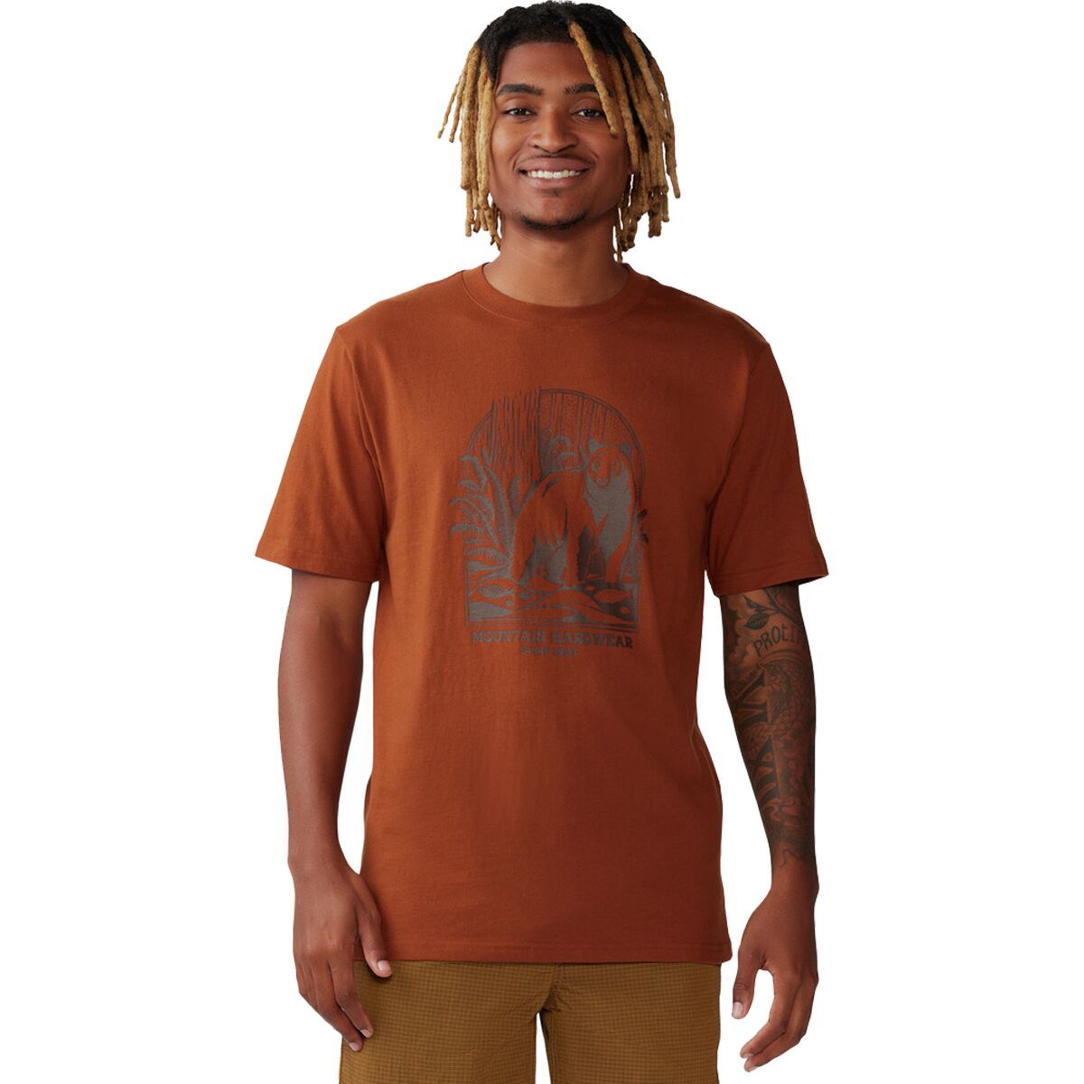 Mountain Hardwear Men's Grizzly Bear Short-Sleeve T-Shirt in Iron Oxide - Size: Medium