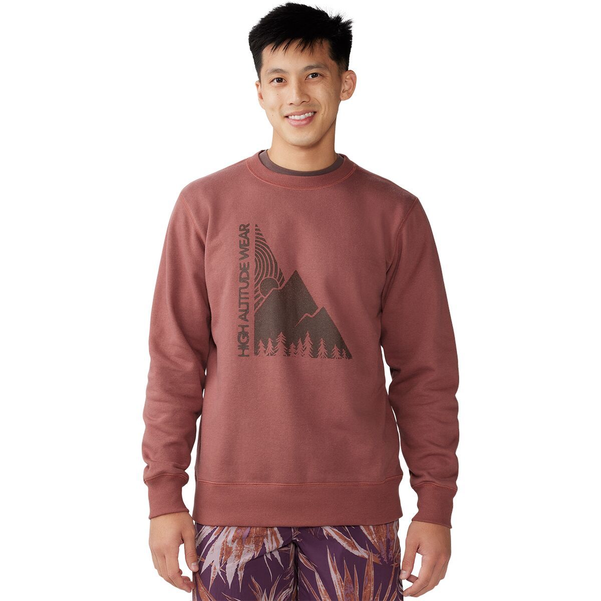 Mountain Hardwear Men's Jagged Peak Pullover Crew Sweatshirt in Clay Earth - Size: XL