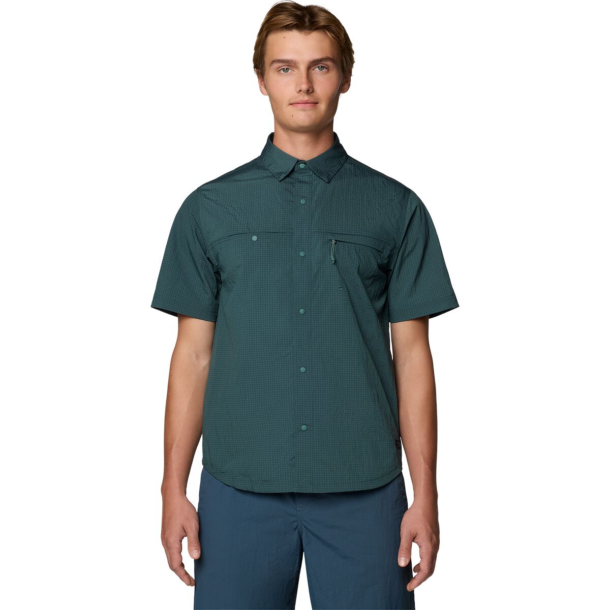 Mountain Hardwear Mountain Hardwear Men's Stryder Short-Sleeve Shirt in Blue Pine Ripstop - Size: XXL - $47.99 at Steep and Cheap