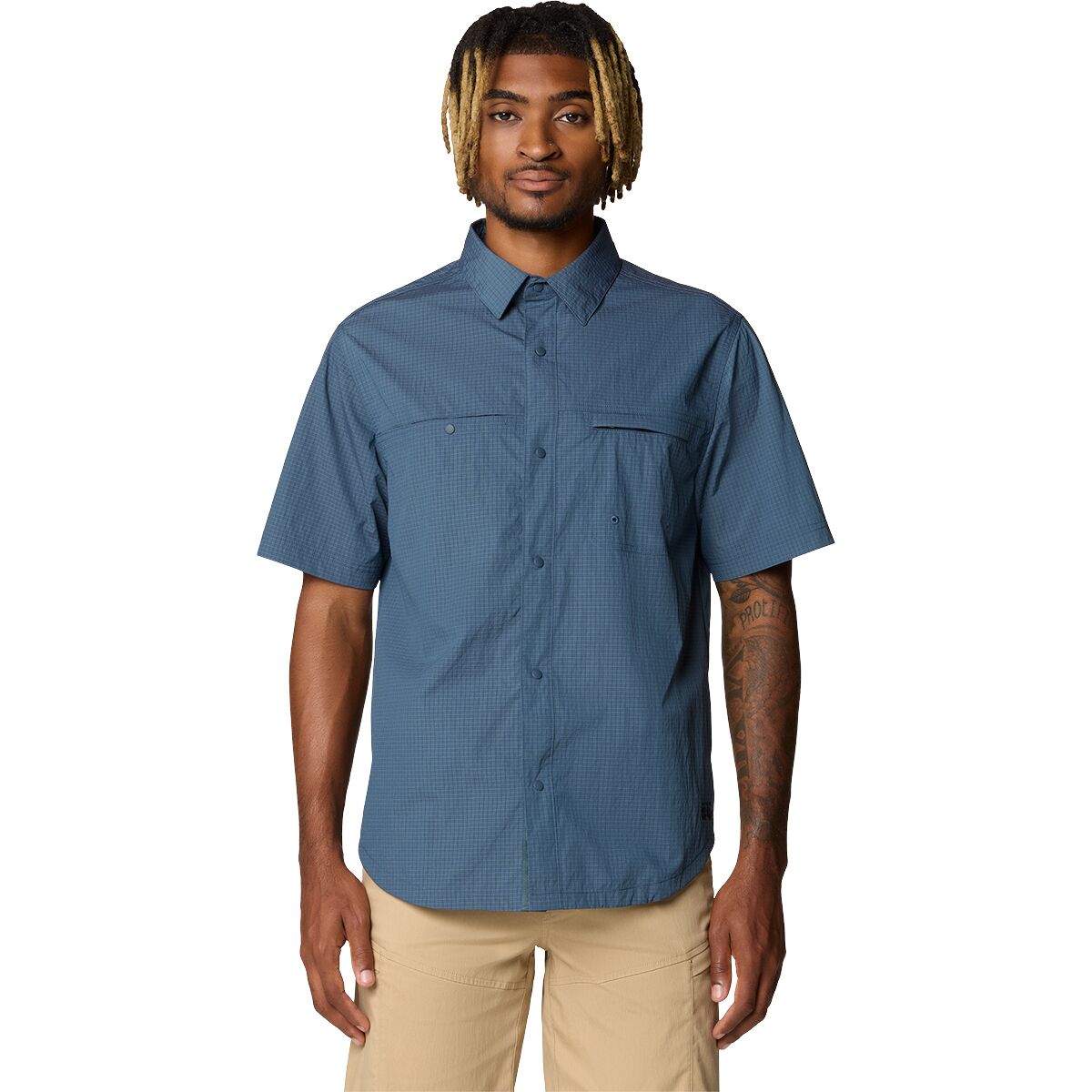 Mountain Hardwear Mountain Hardwear Men's Stryder Short-Sleeve Shirt in Moon Blue Ripstop - Size: XXL - $43.99 at SteepandCheap.com