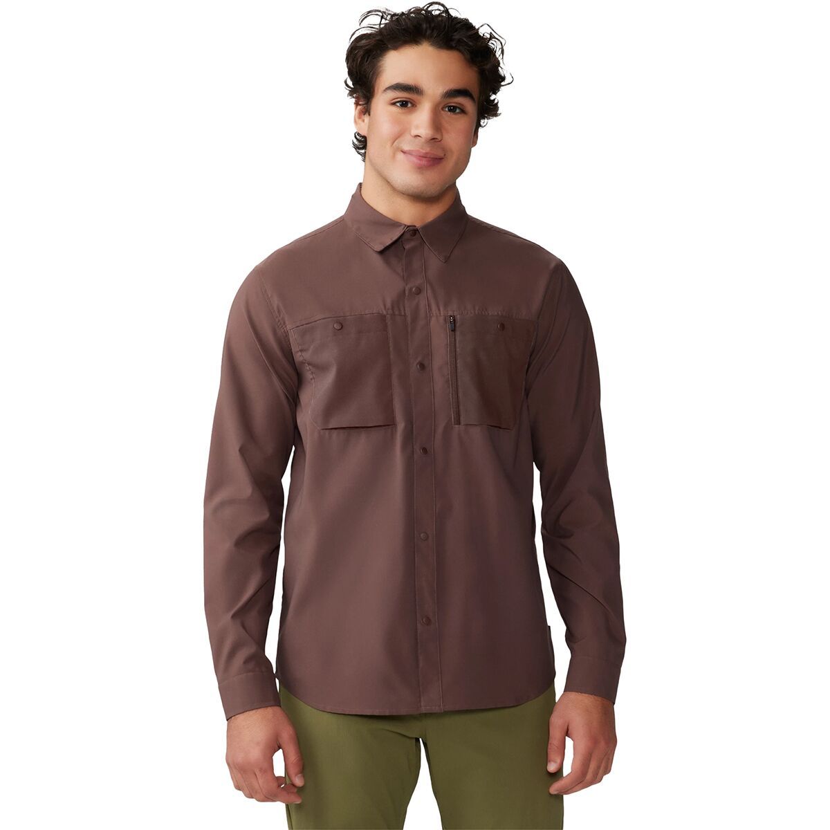 Mountain Hardwear Men's Trail Sender Long-Sleeve Shirt in Blue Slate / Dark Storm - Size: XXL